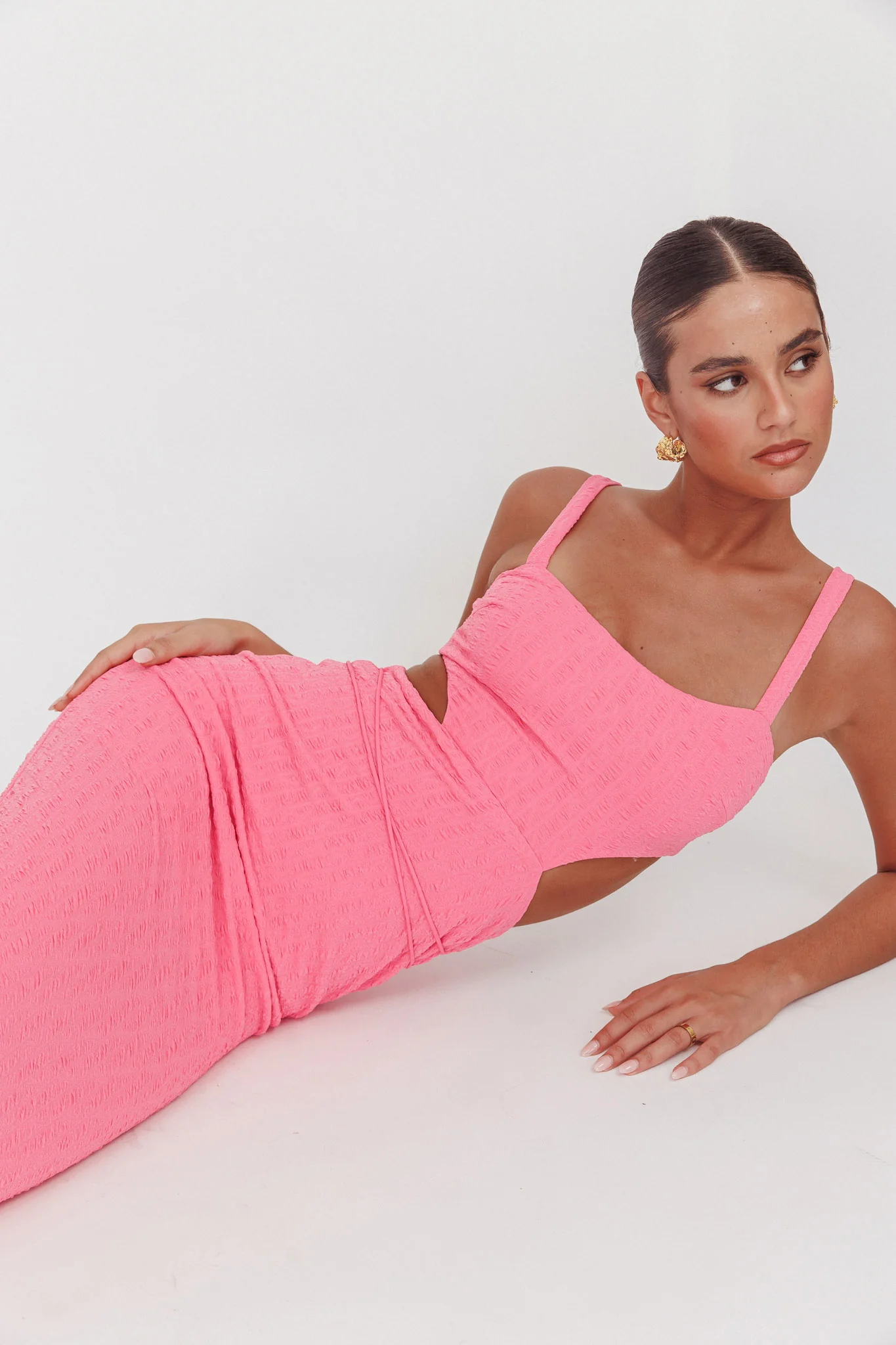 Piera Cut-Out Waist Maxi Dress Hot Pink - Sonourner