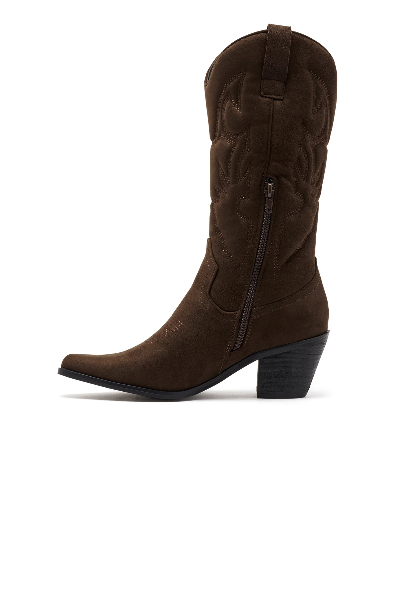 THERAPY Clayton Cowboy Boot Chocolate Faux Suede - Sonourner