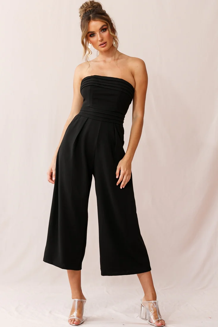 Chosen Strapless Wide Leg Jumpsuit Black - Sonourner