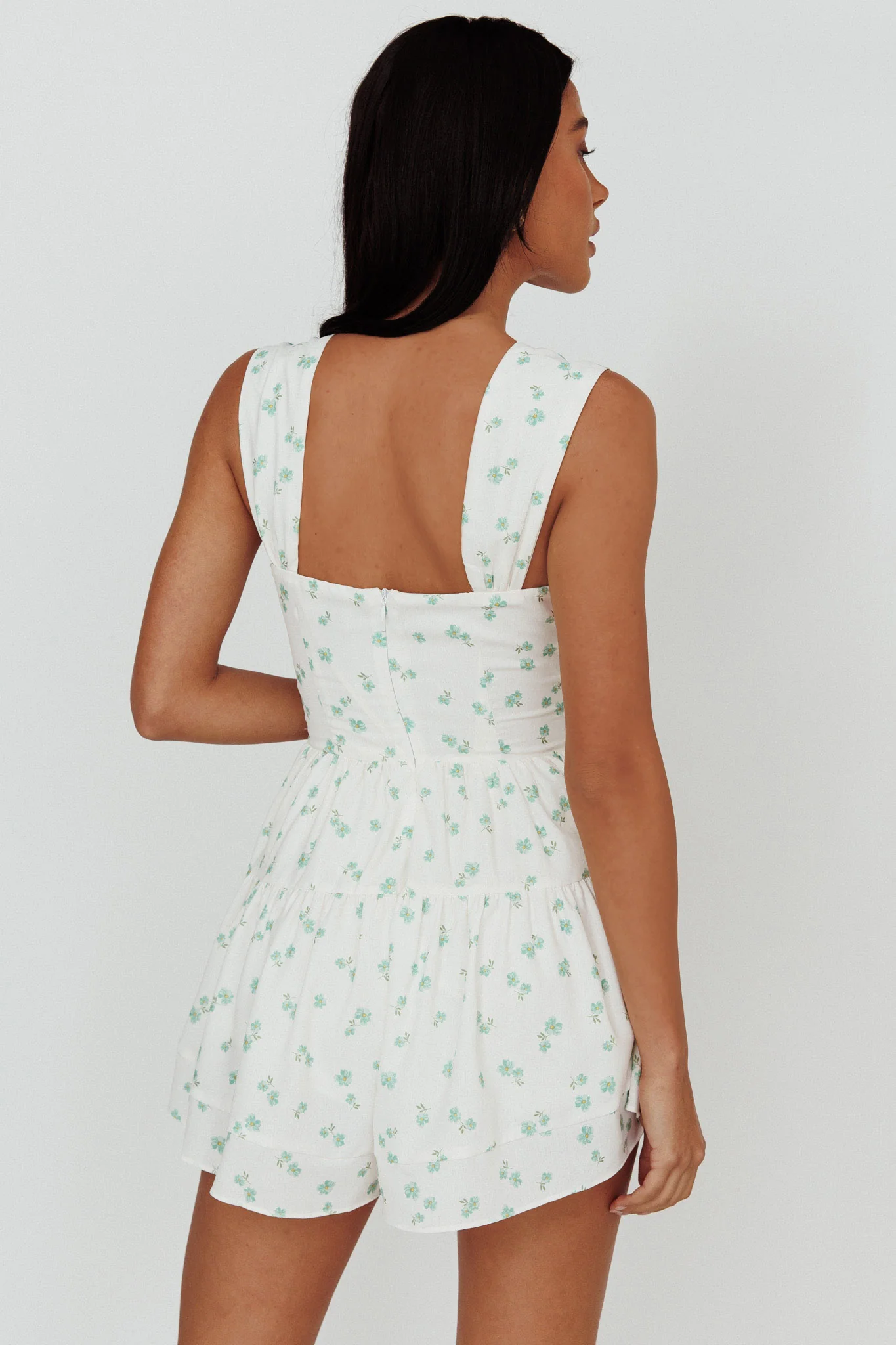 Hiding Place Button Romper Dainty Floral Sage - Sonourner