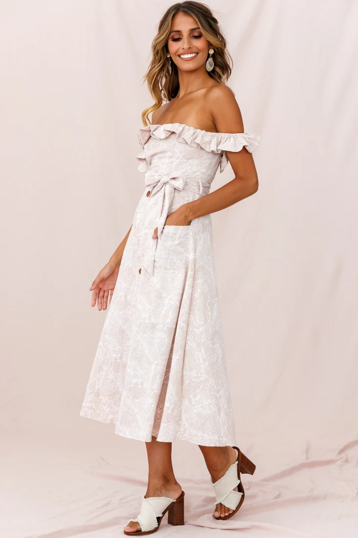 Matisse Off-Shoulder Placket Dress Blush Pattern - Sonourner