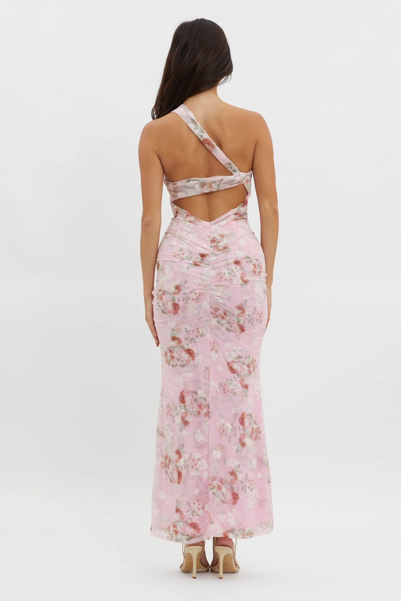 Tatum One-Shoulder Mesh Maxi Dress Pink - Sonourner