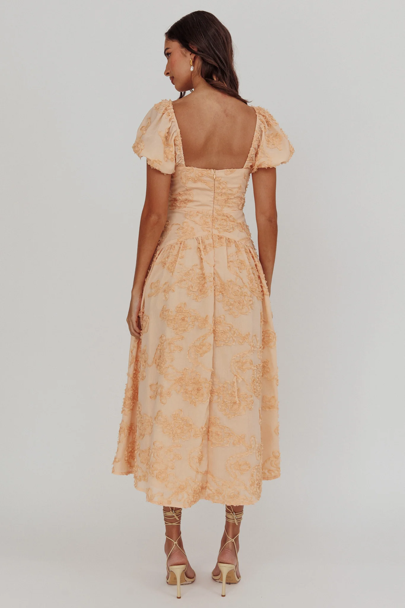 Telma Puff Sleeves Midi Dress Blush - Sonourner