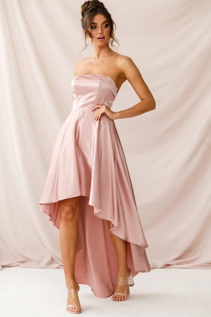 Belle Strapless High-Low Hem Dress Mocha - Sonourner