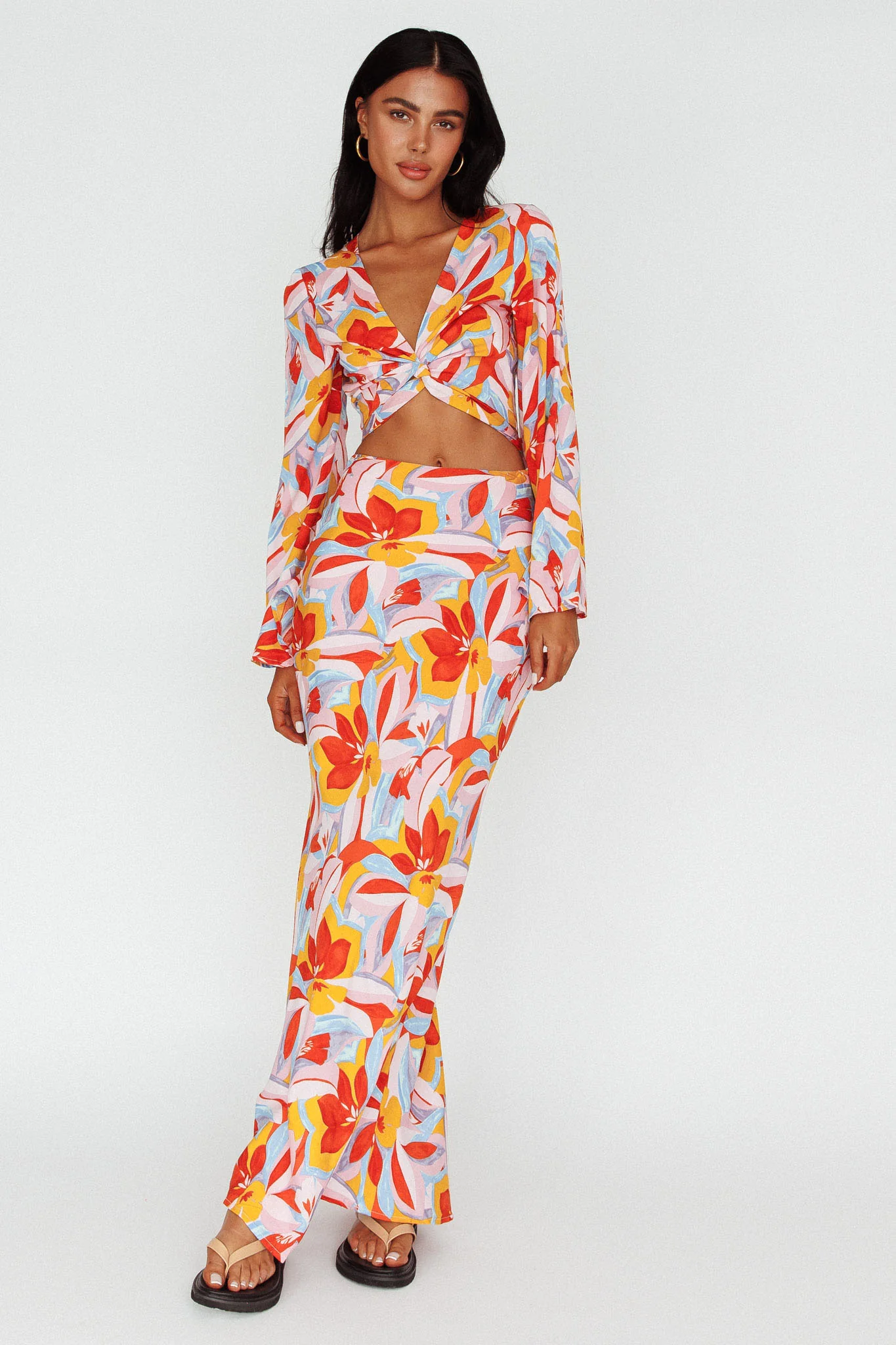 Avalo Mermaid Maxi Skirt Floral Pink - Sonourner