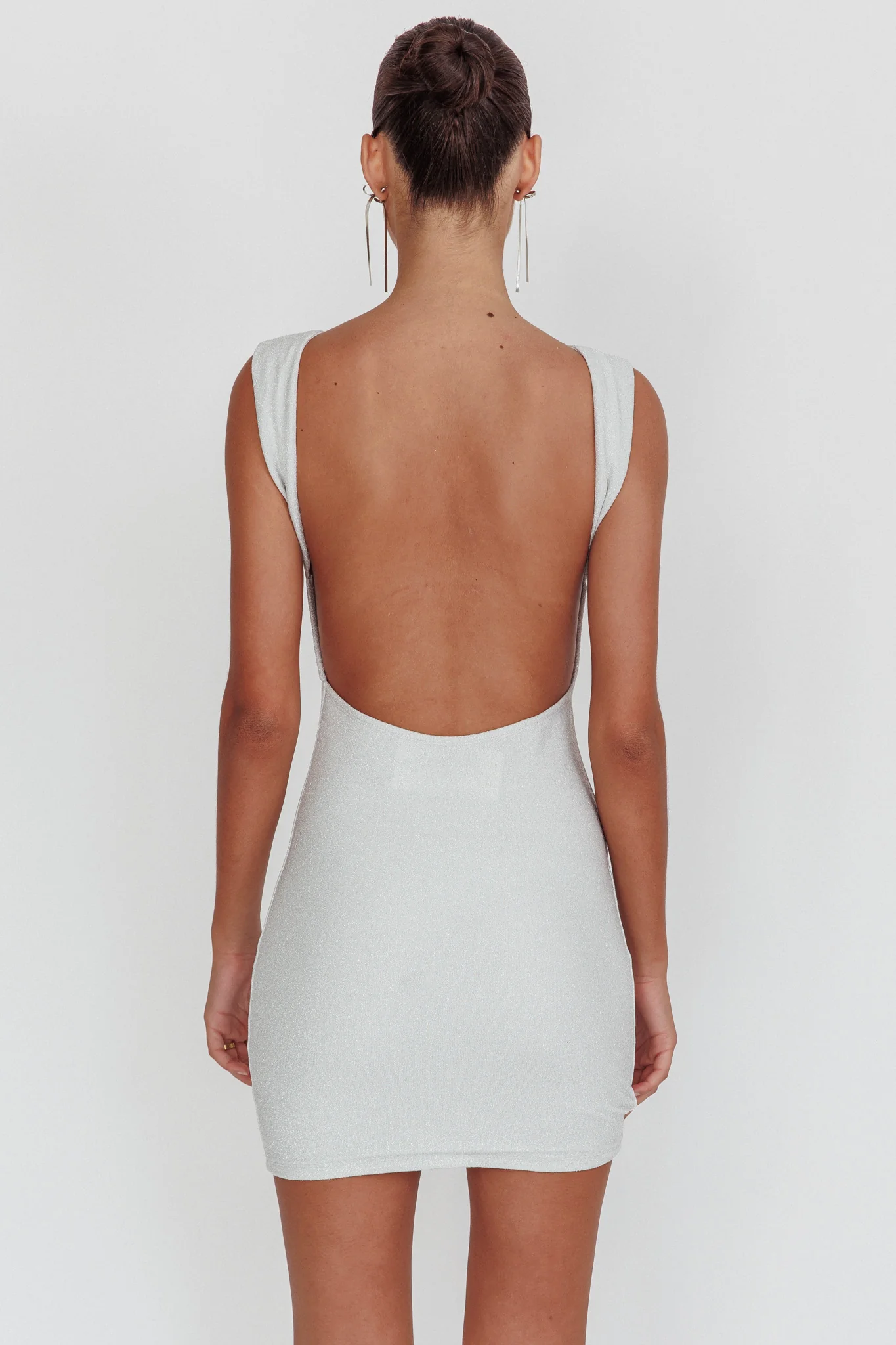 Ayda Backless Mini Dress Silver - Sonourner