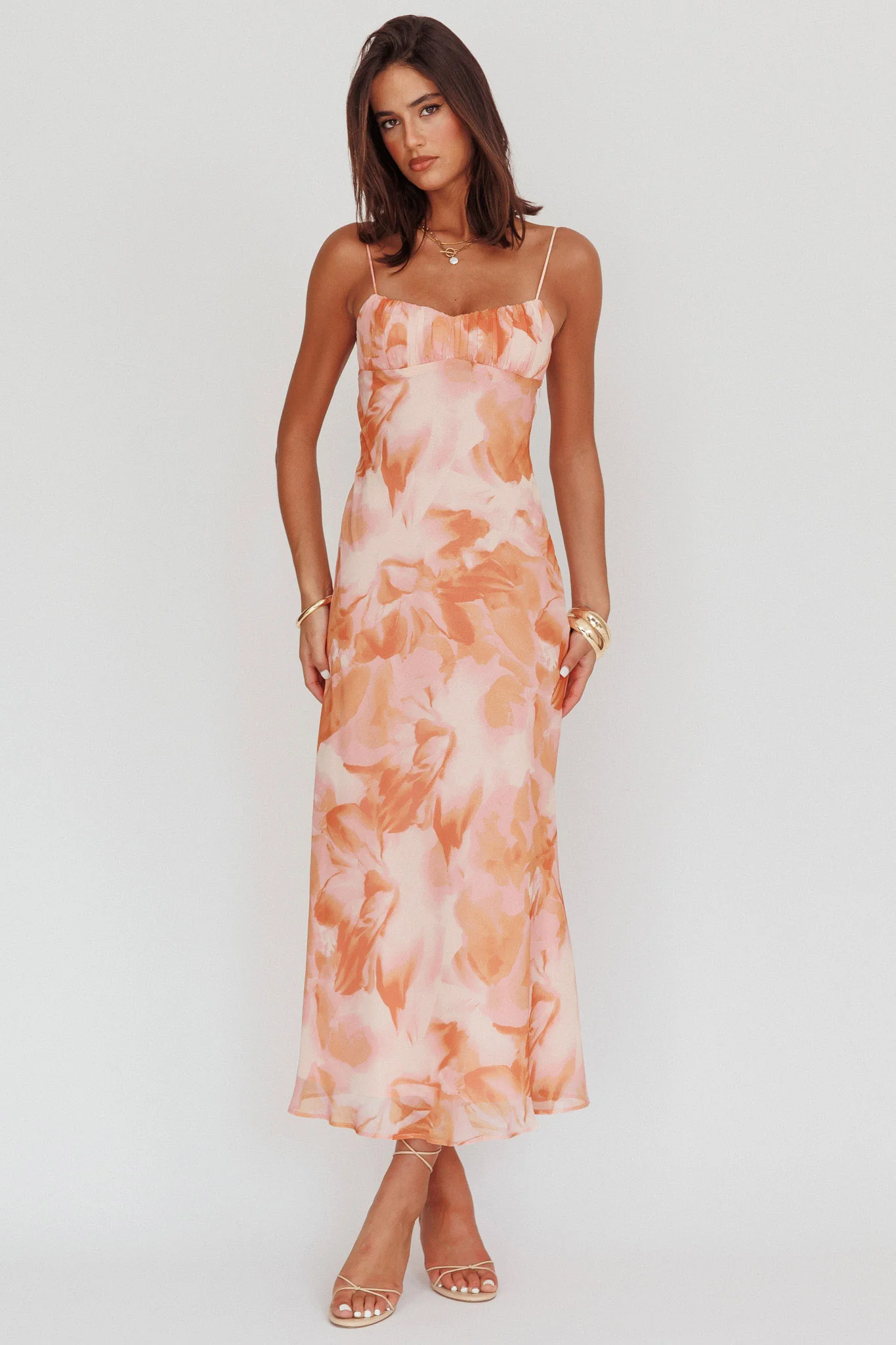 Nerida Low Back Twist Maxi Dress Orange - Sonourner