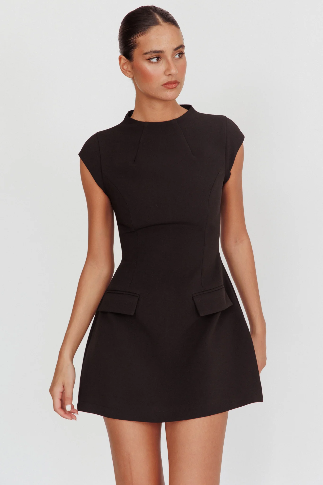 Aristos Cap Sleeve Mini Dress Black - Sonourner