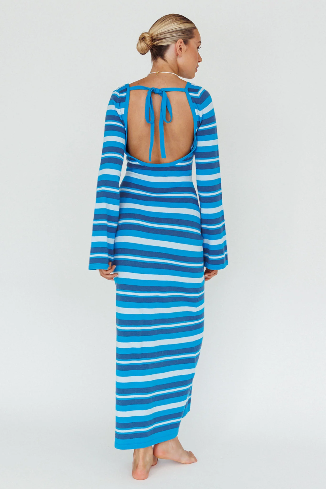 Jozie Long Sleeve Maxi Dress Stripe Blue - Sonourner