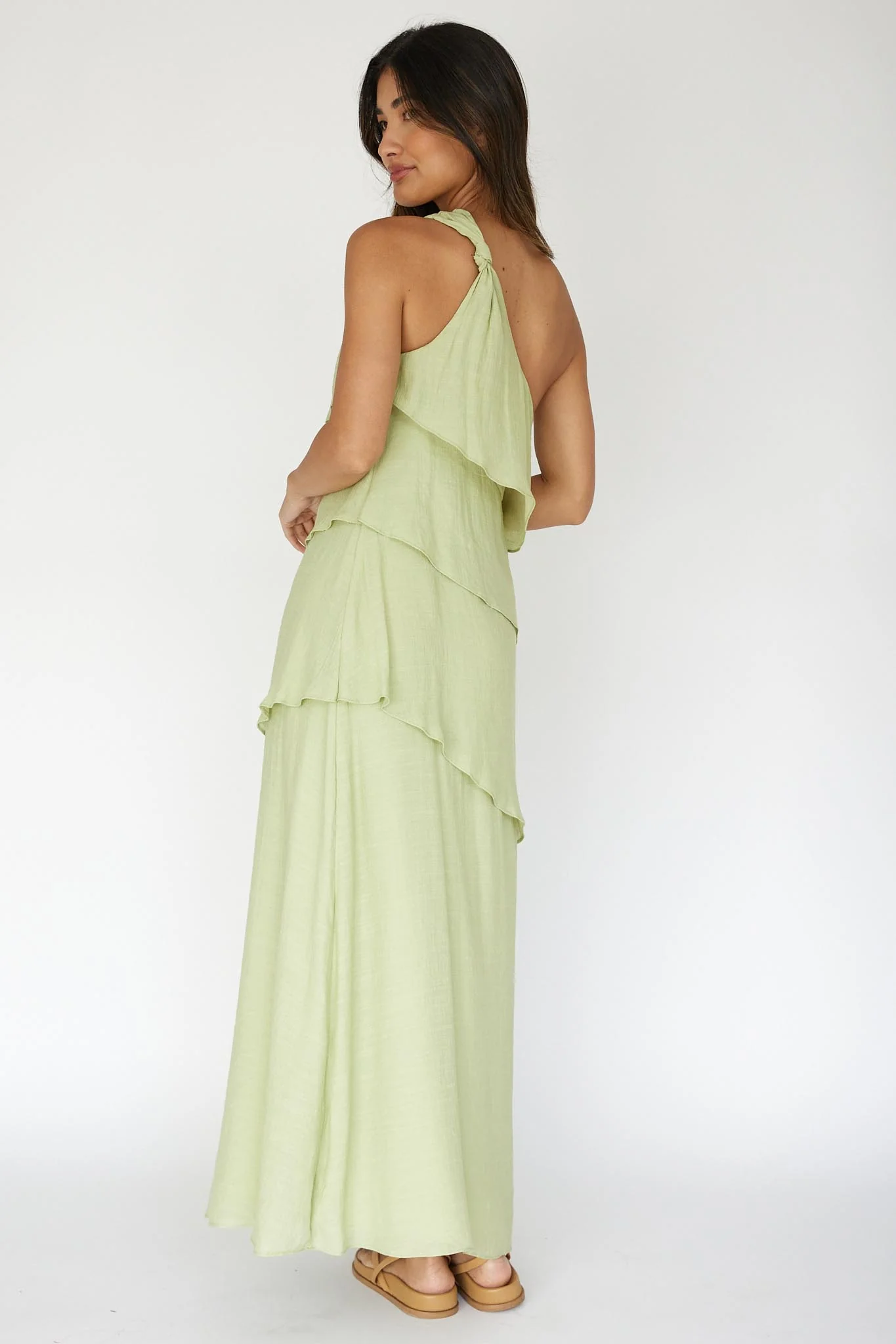 Delwyn One-Shoulder Maxi Dress Sage - Sonourner