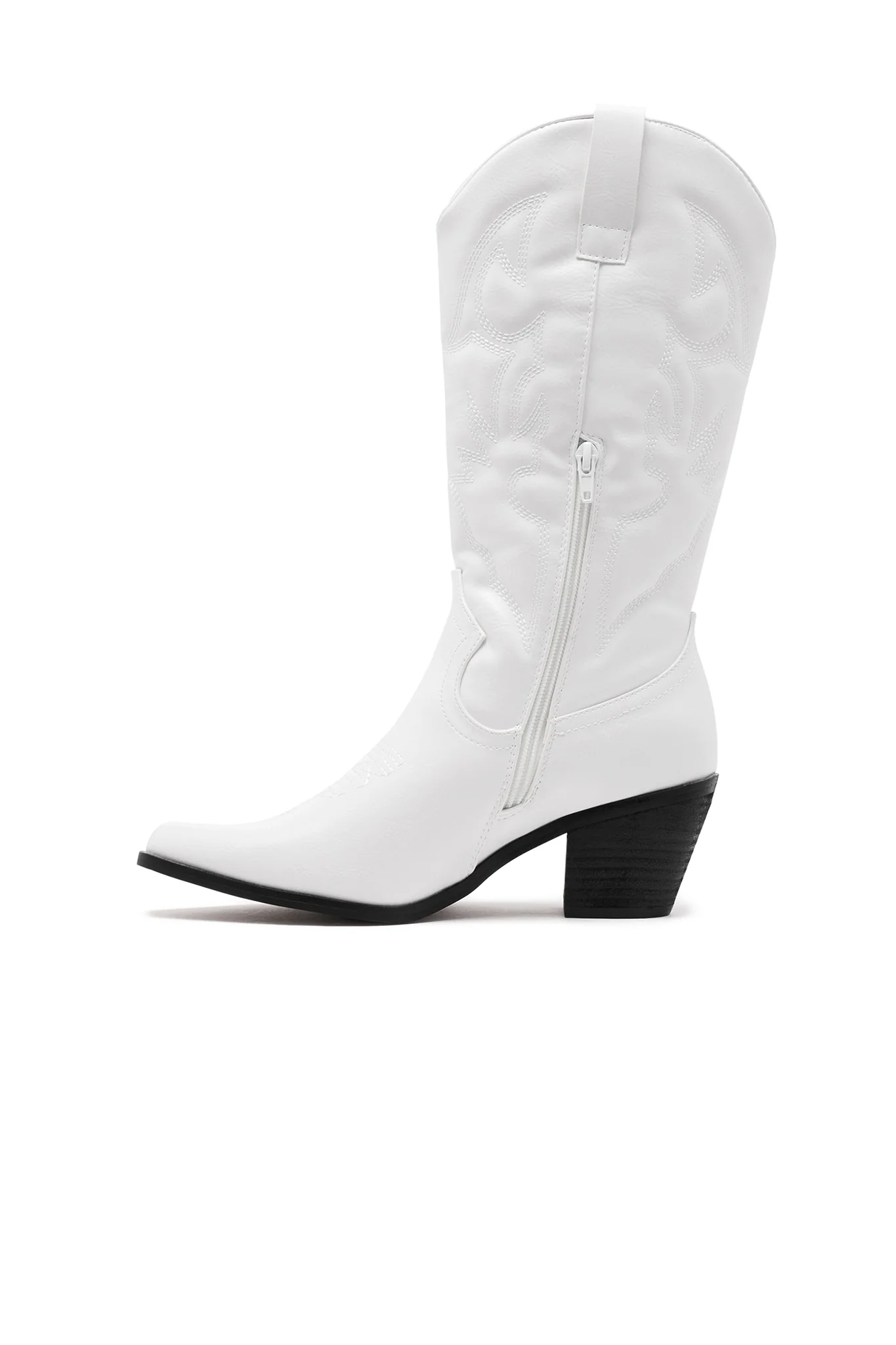 THERAPY Clayton Cowboy Boot White Faux Suede - Sonourner