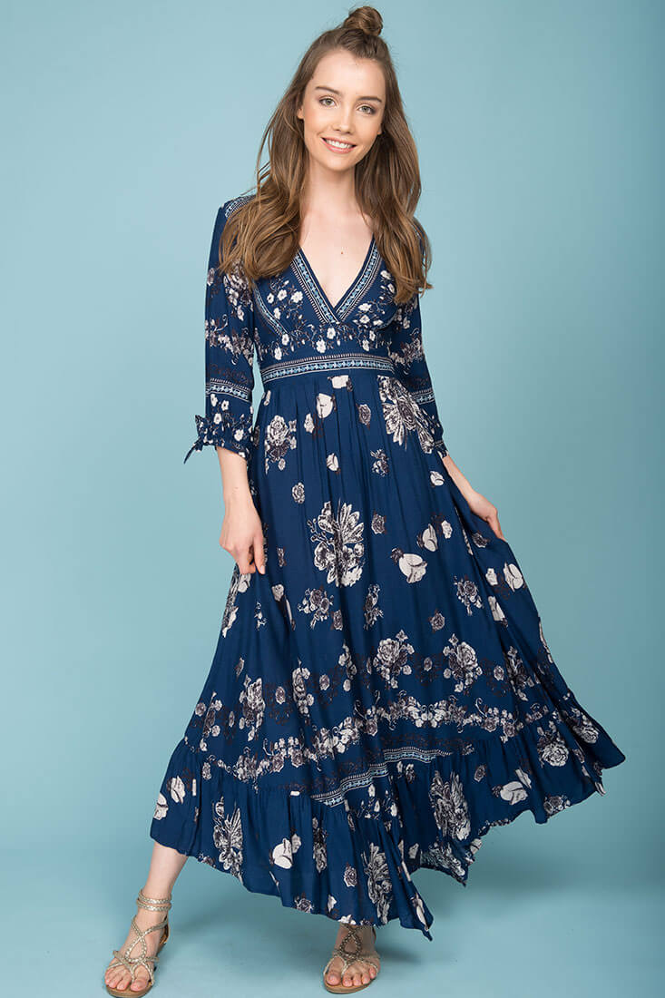 Zaika Maxi Dress Navy - Sonourner