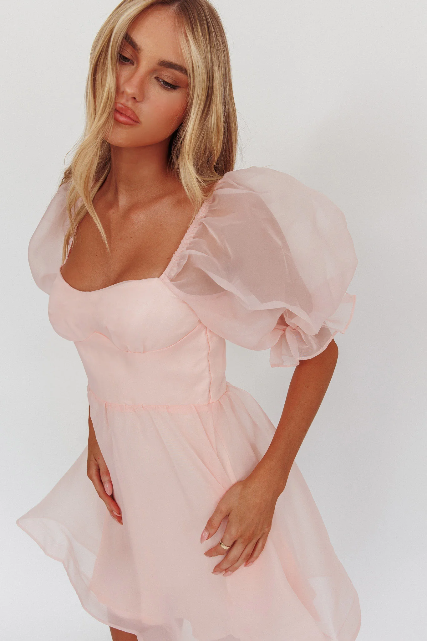 I've Got Sunshine Puff Sleeve Mini Dress Blush - Sonourner