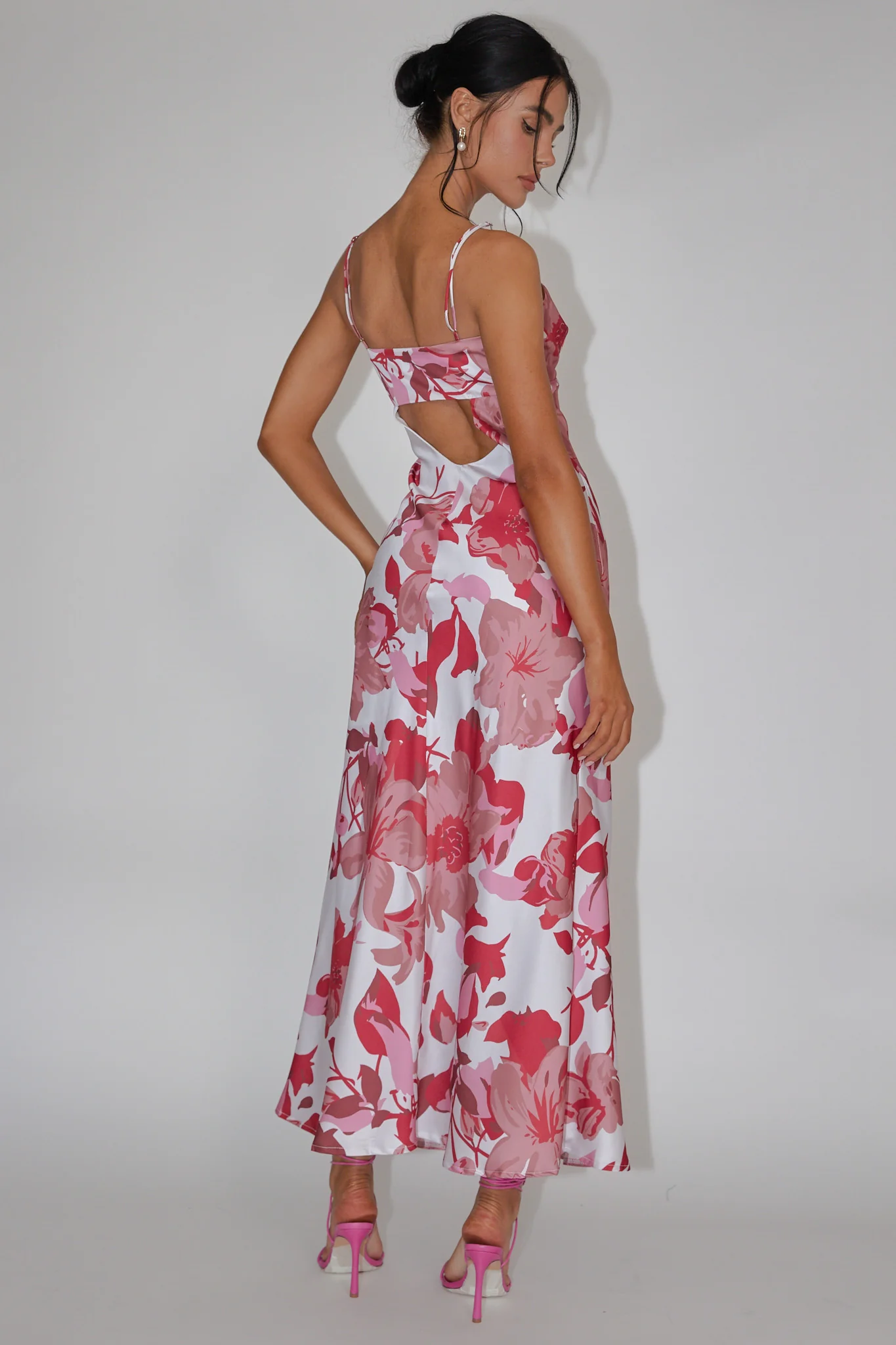 Egypt Cami Strap Maxi Dress Print Pink - Sonourner