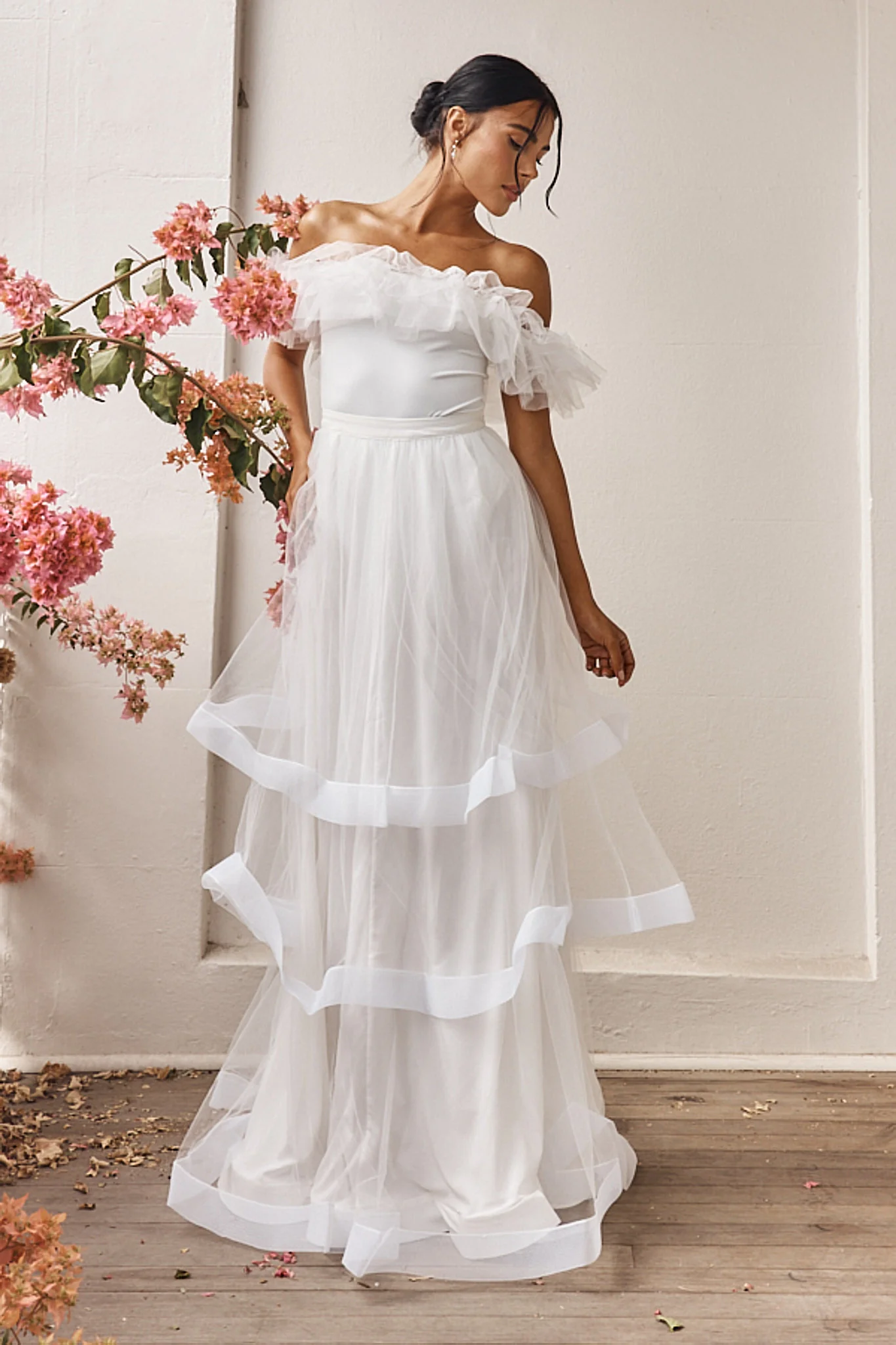 Watson Layered Maxi Skirt Off White - Sonourner