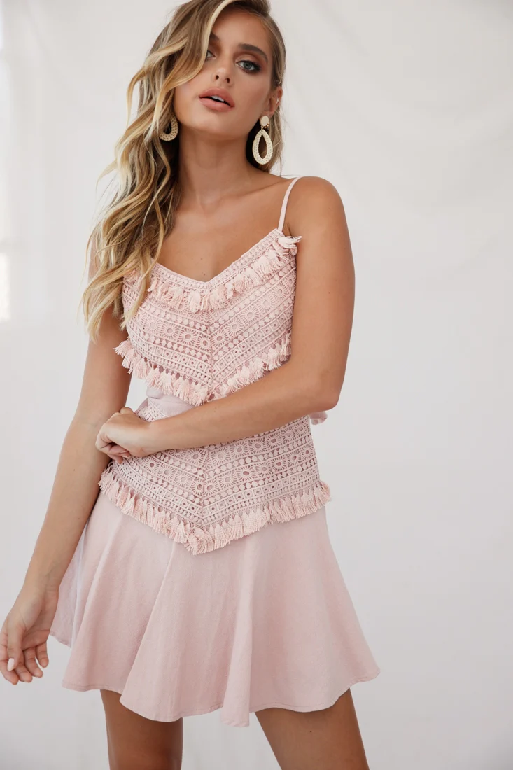 Janey Applique A-Line Dress Pink - Sonourner