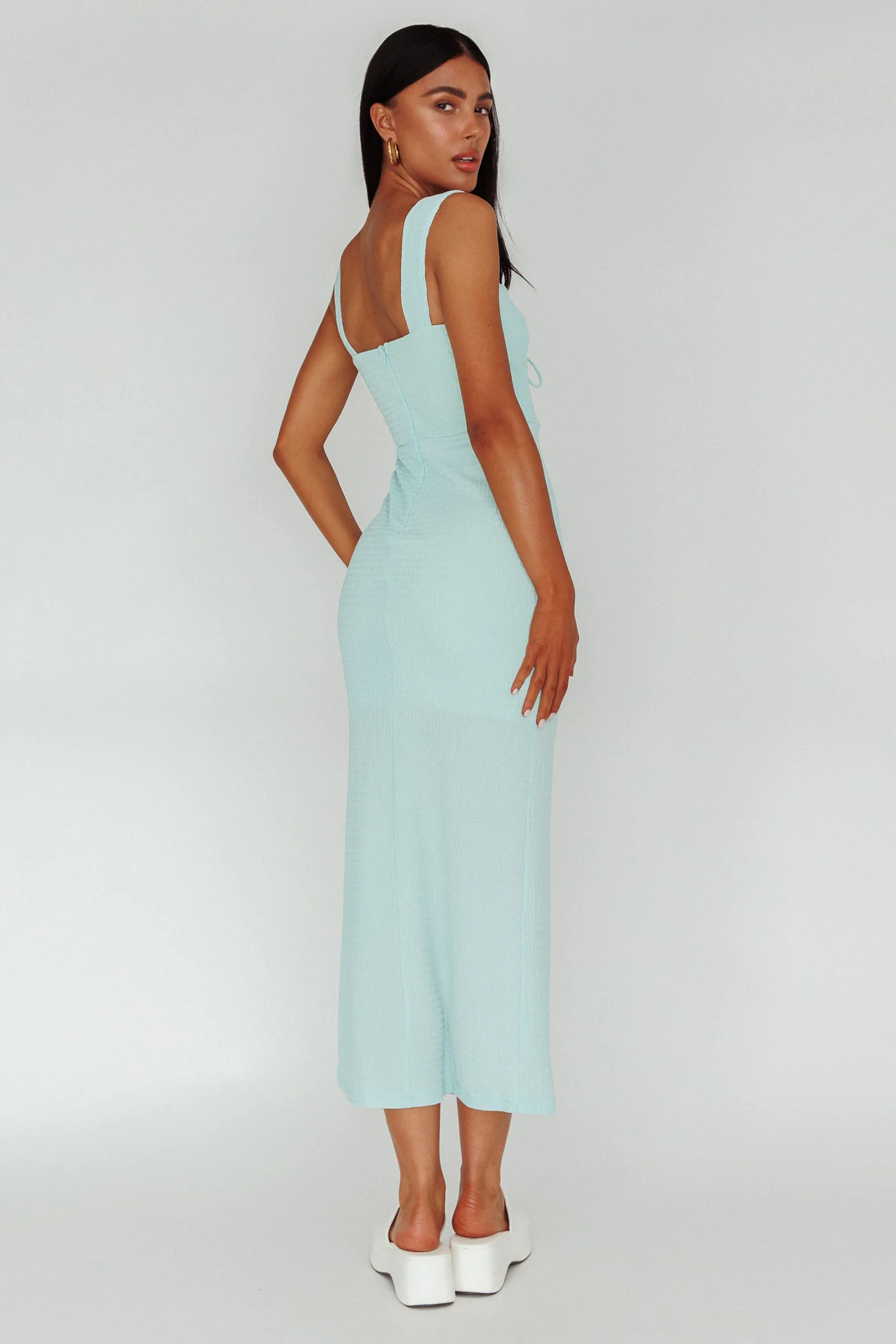 Carinn Tied Bust Maxi Dress Sky Blue - Sonourner