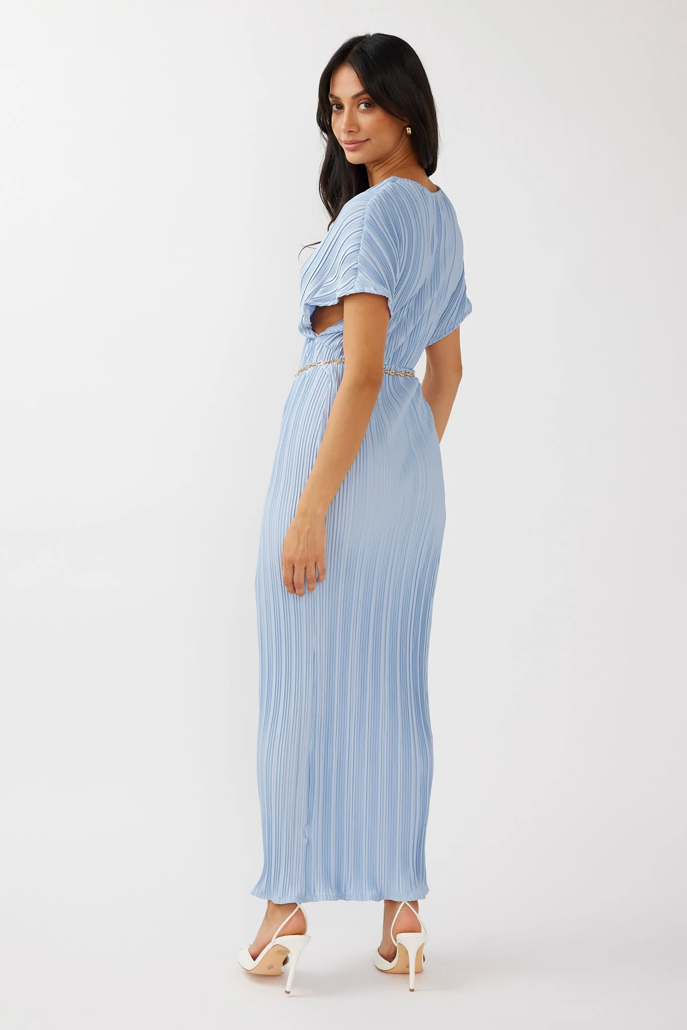 Astor Batwing Accordion Pleat Dress Blue - Sonourner