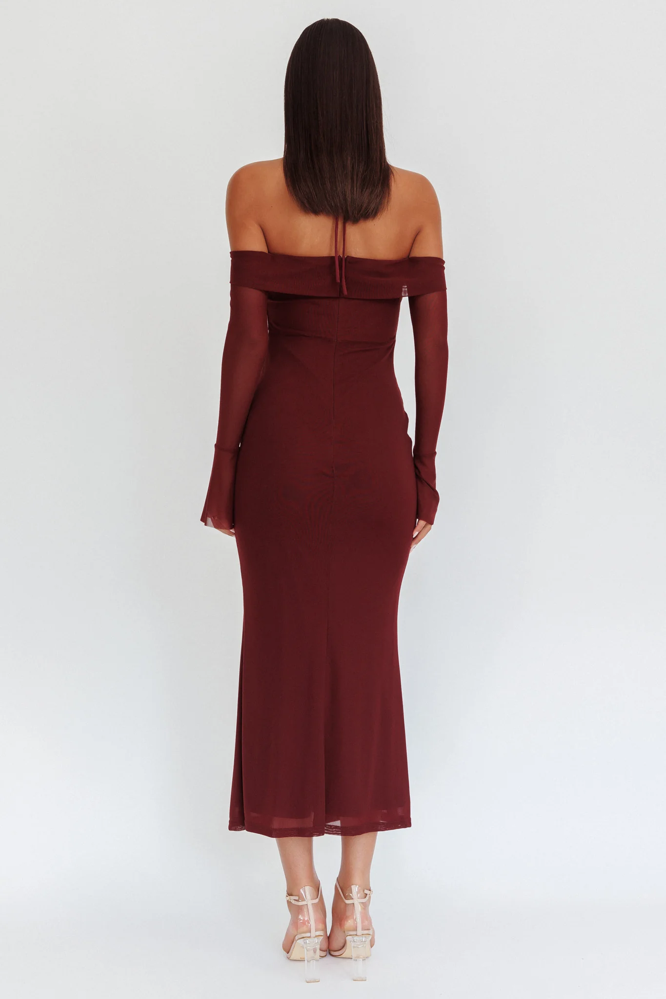 Numbers Game Off-Shoulder Halter Maxi Dress Chocolate - Sonourner