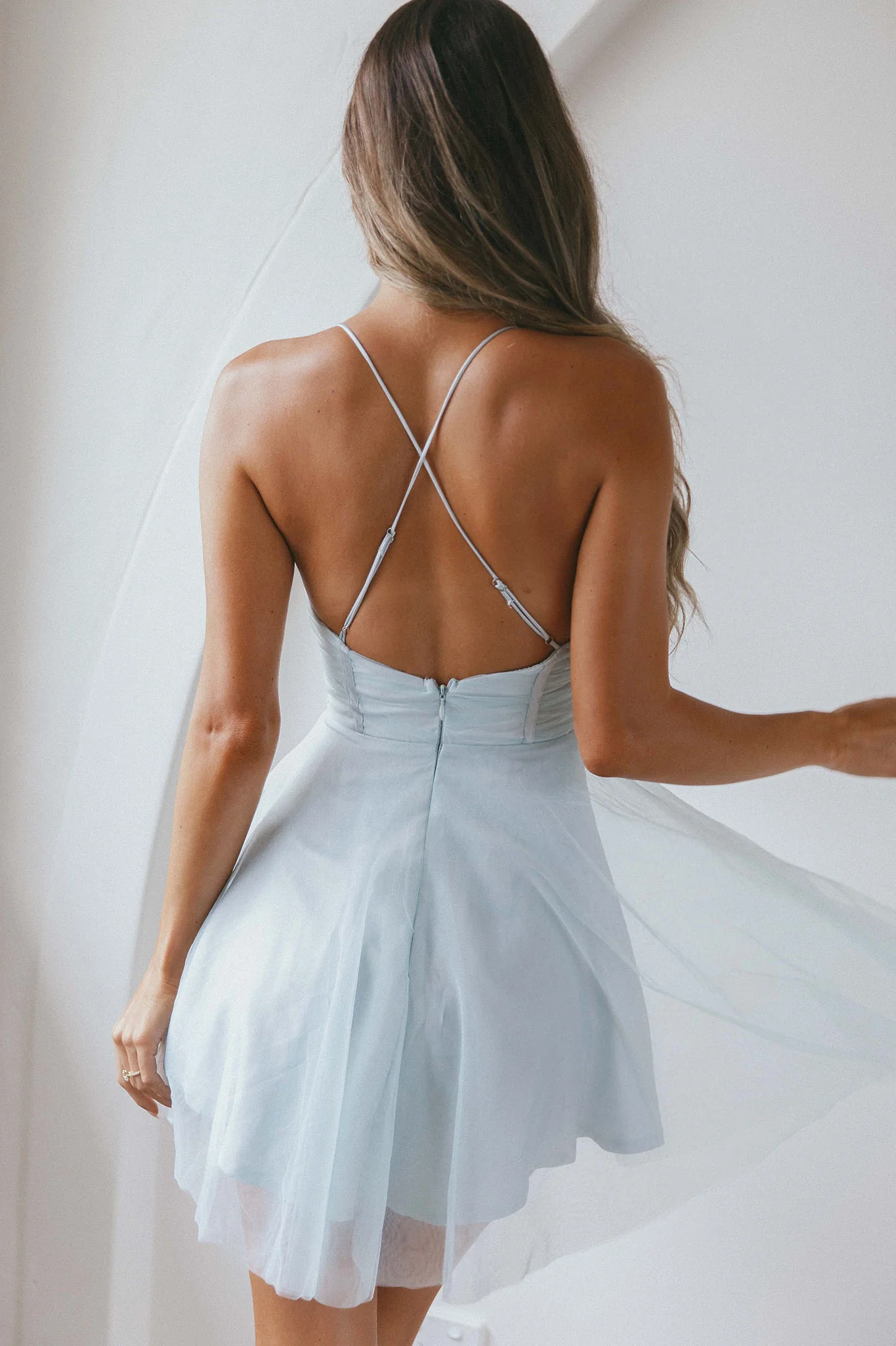 Smitten Sweetheart Neckline Chiffon Mini Party Dress Pistachio - Sonourner