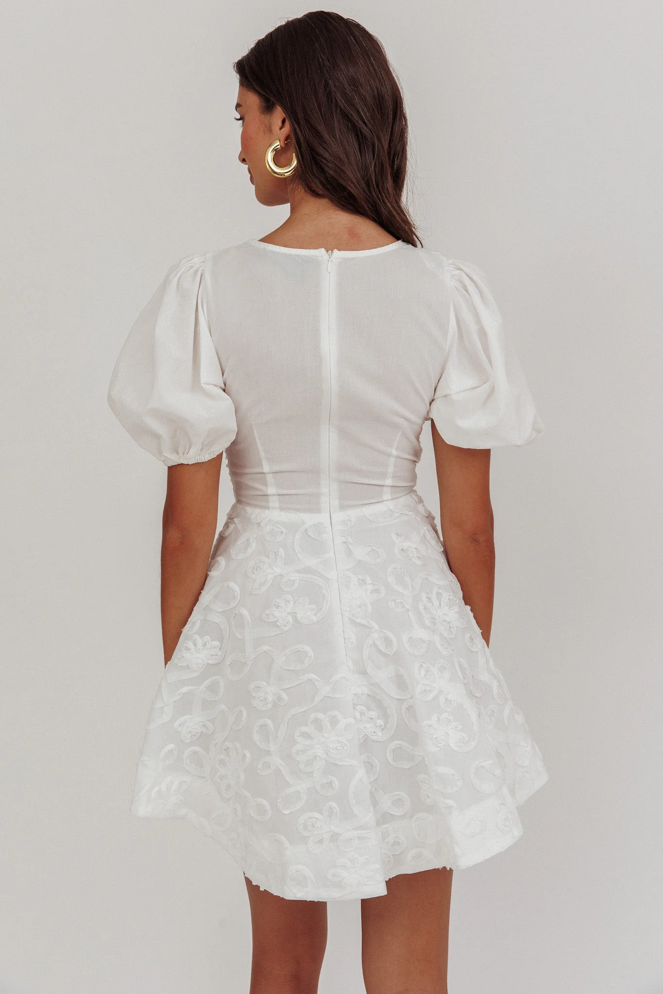 Samsara Puff Sleeve Mini Dress White - Sonourner