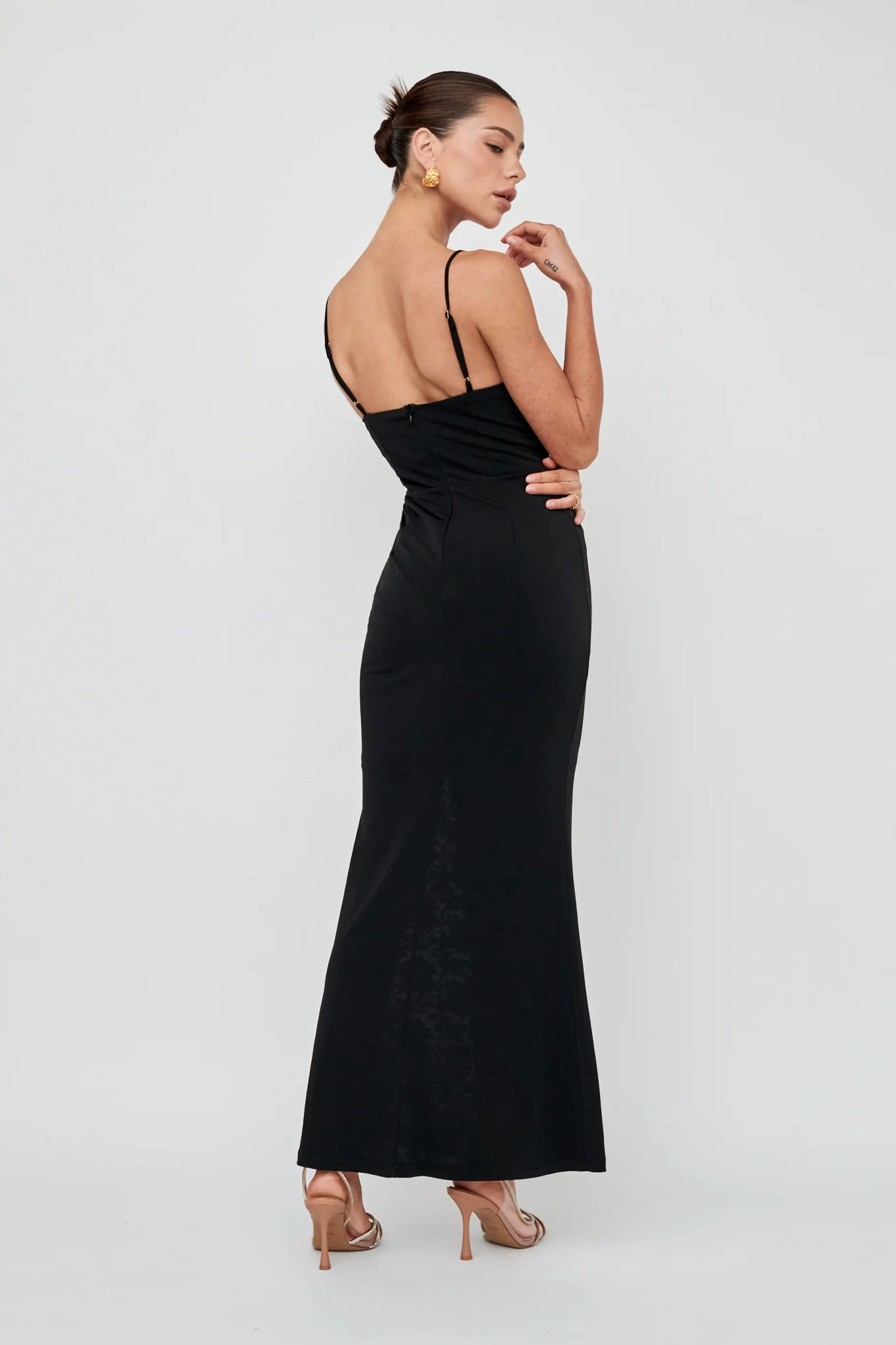 Well Versed Lace Split Maxi Dress Black - Sonourner