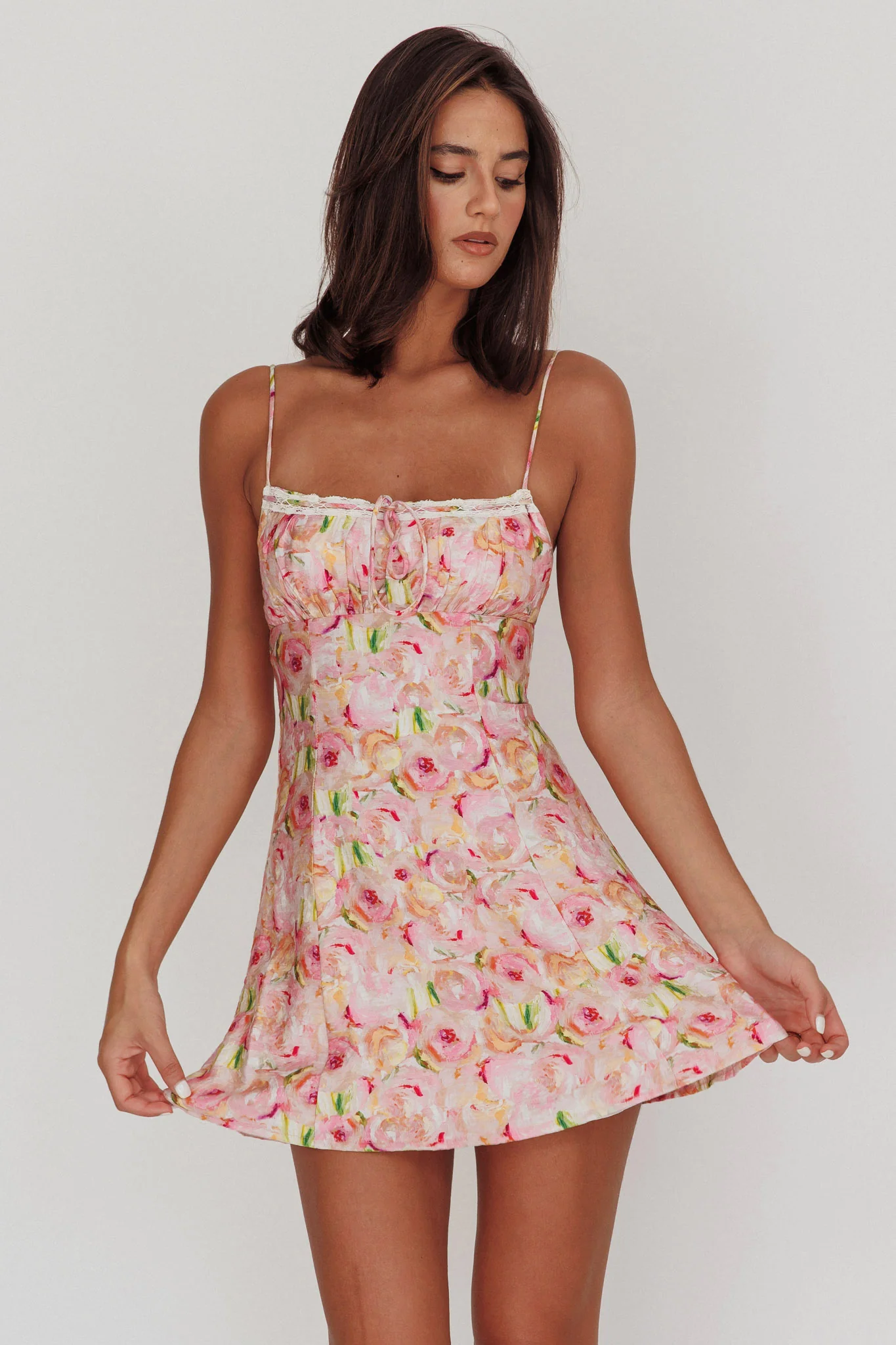 Lead The Way Abstract Print Mini Dress Pink - Sonourner