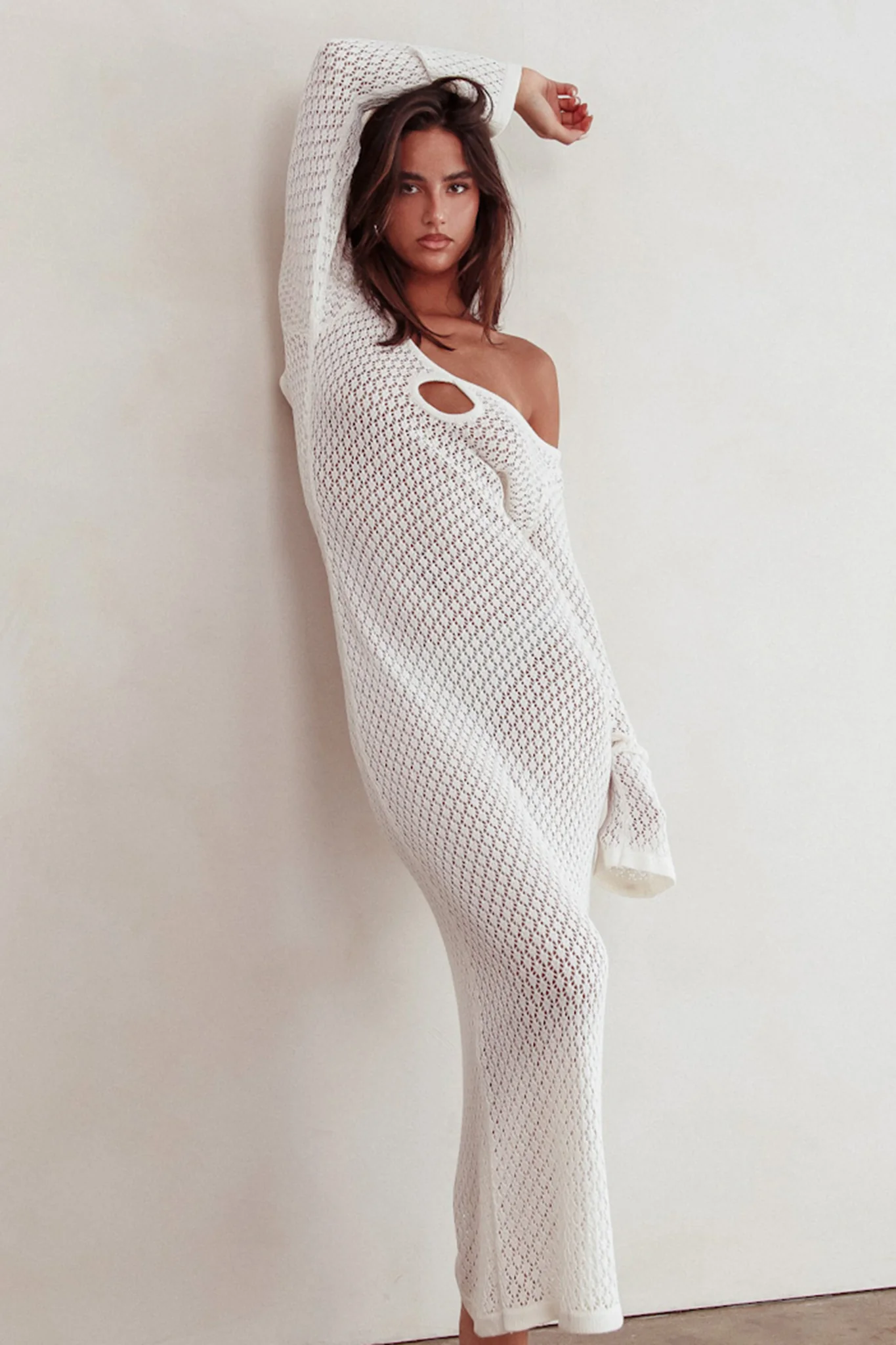 Hold My Heart Knit Maxi Dress Off White - Sonourner