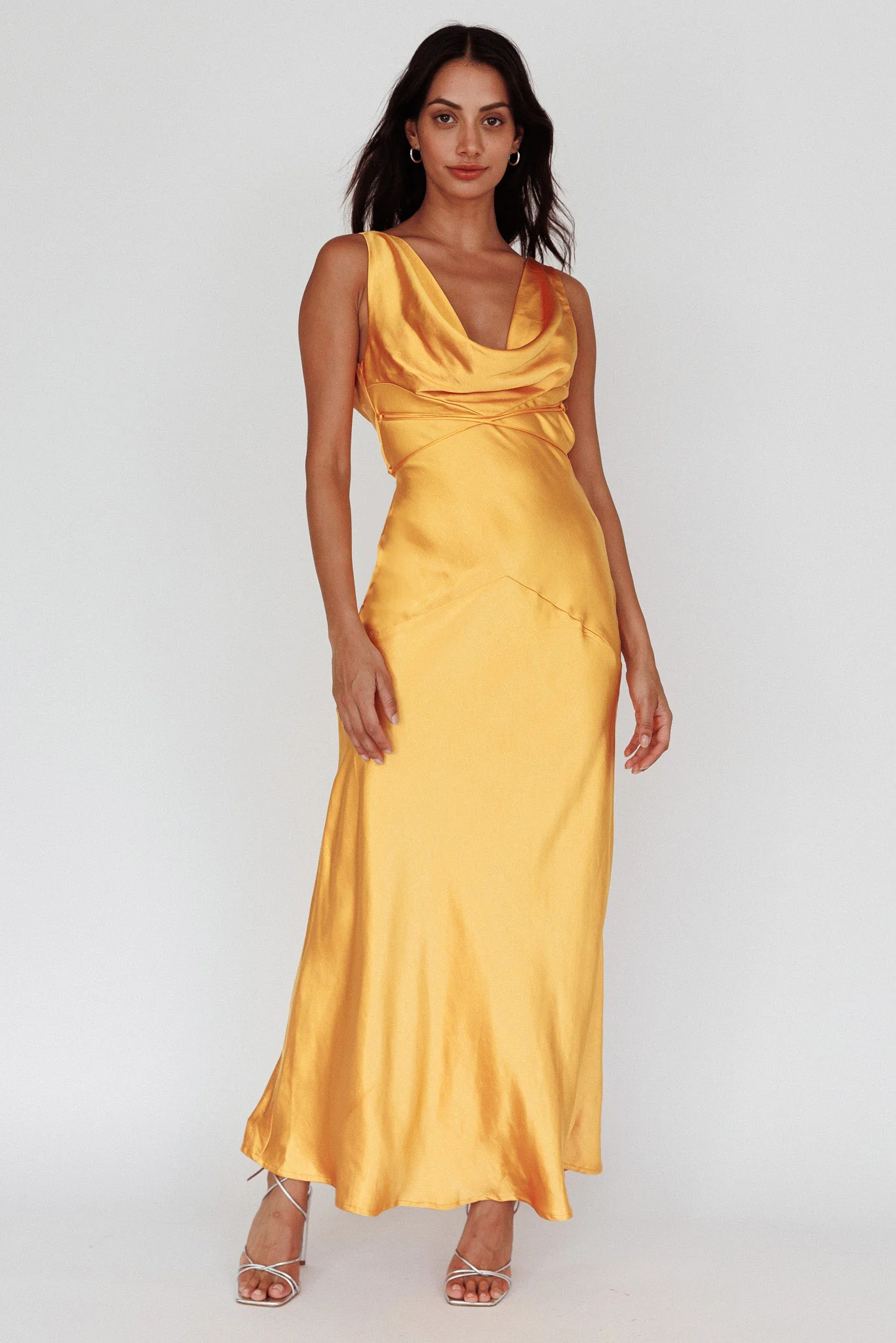 Cassiopeia Open Back String Tie Maxi Dress Mango - Sonourner