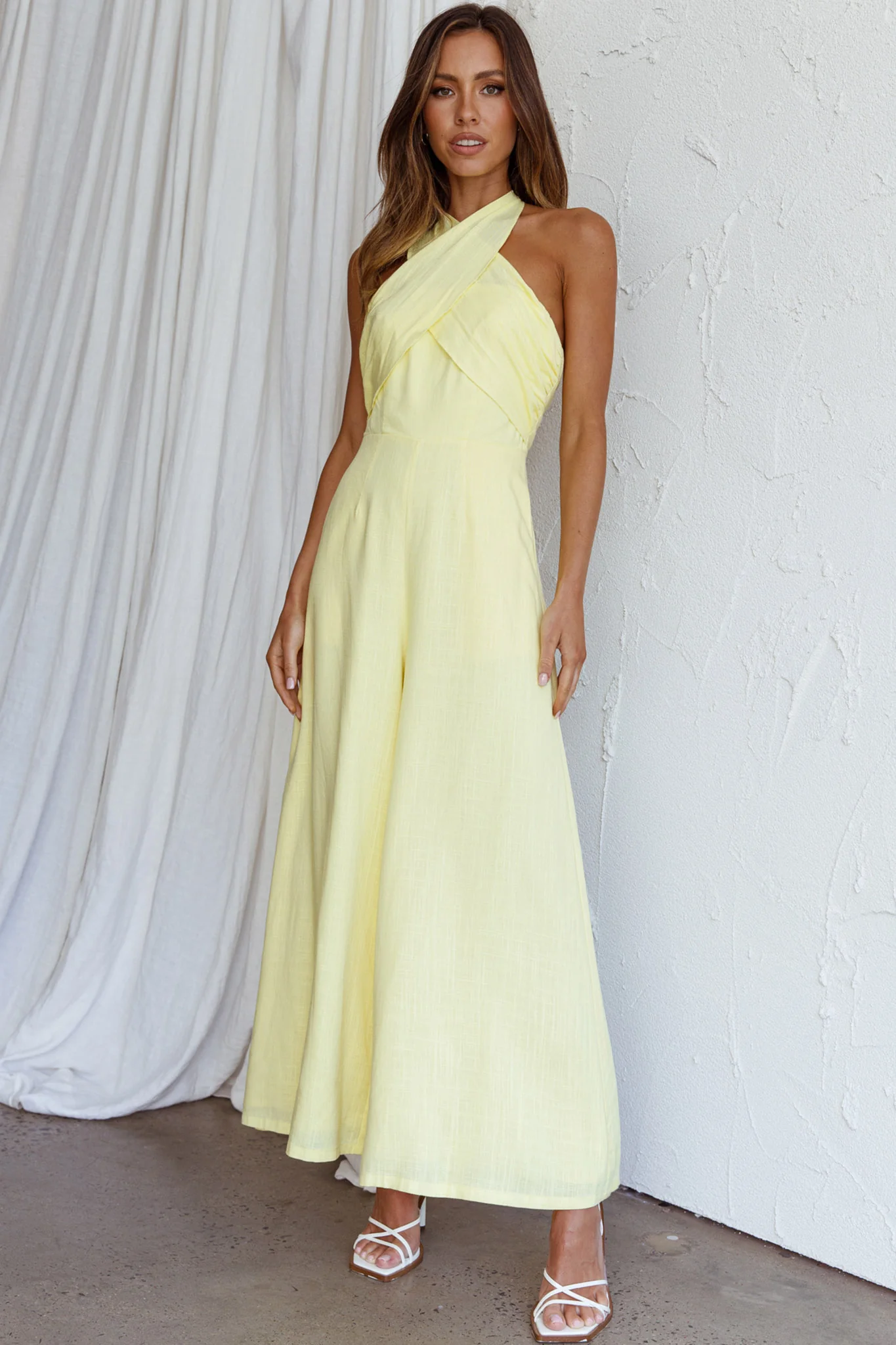 Stars Align Halterneck Jumpsuit Lemon - Sonourner