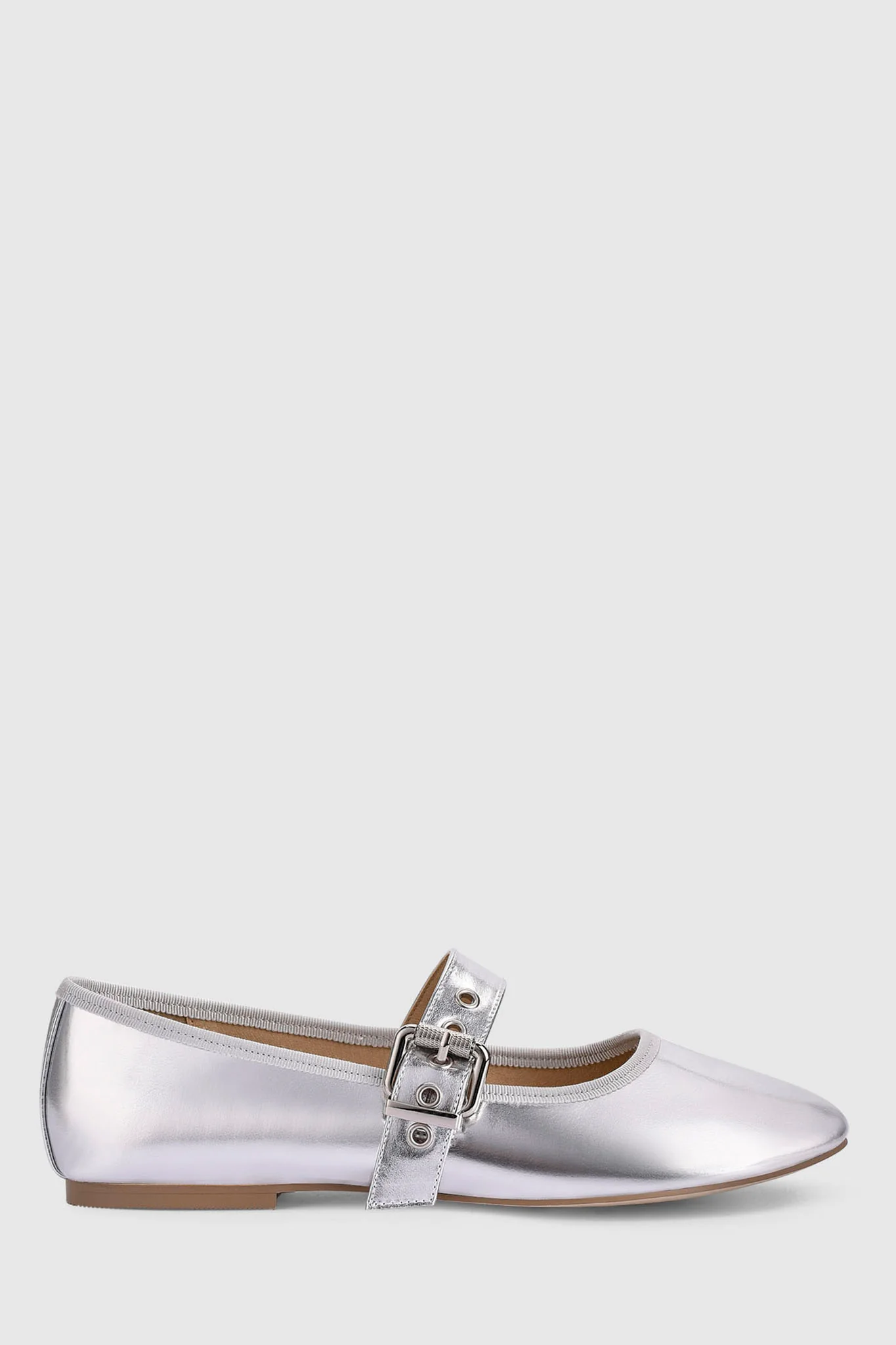 VERALi Banks Buckled Mary-Jane Flats Silver - Sonourner