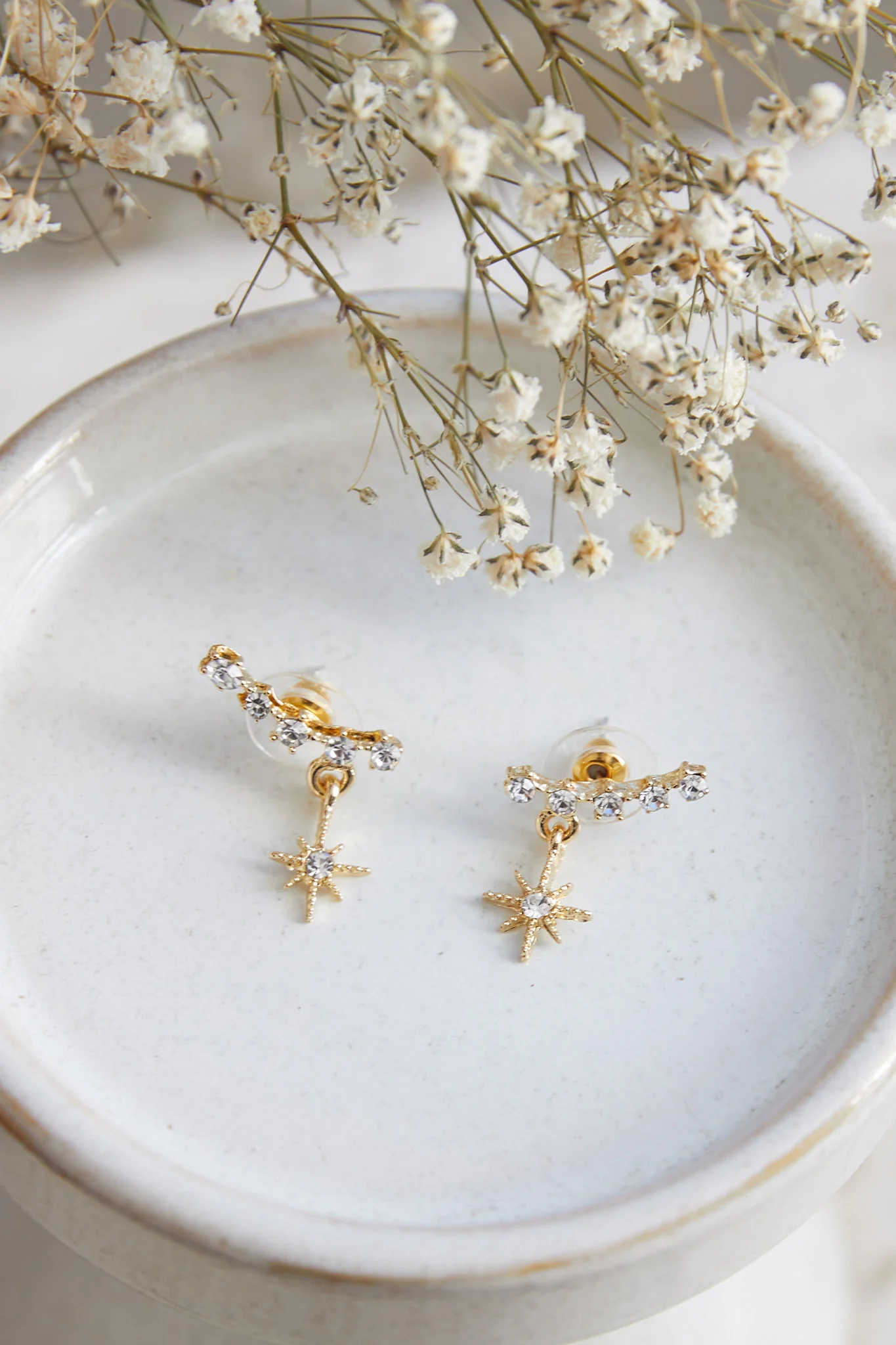 Virgo Crystal Star Earrings Gold - Sonourner