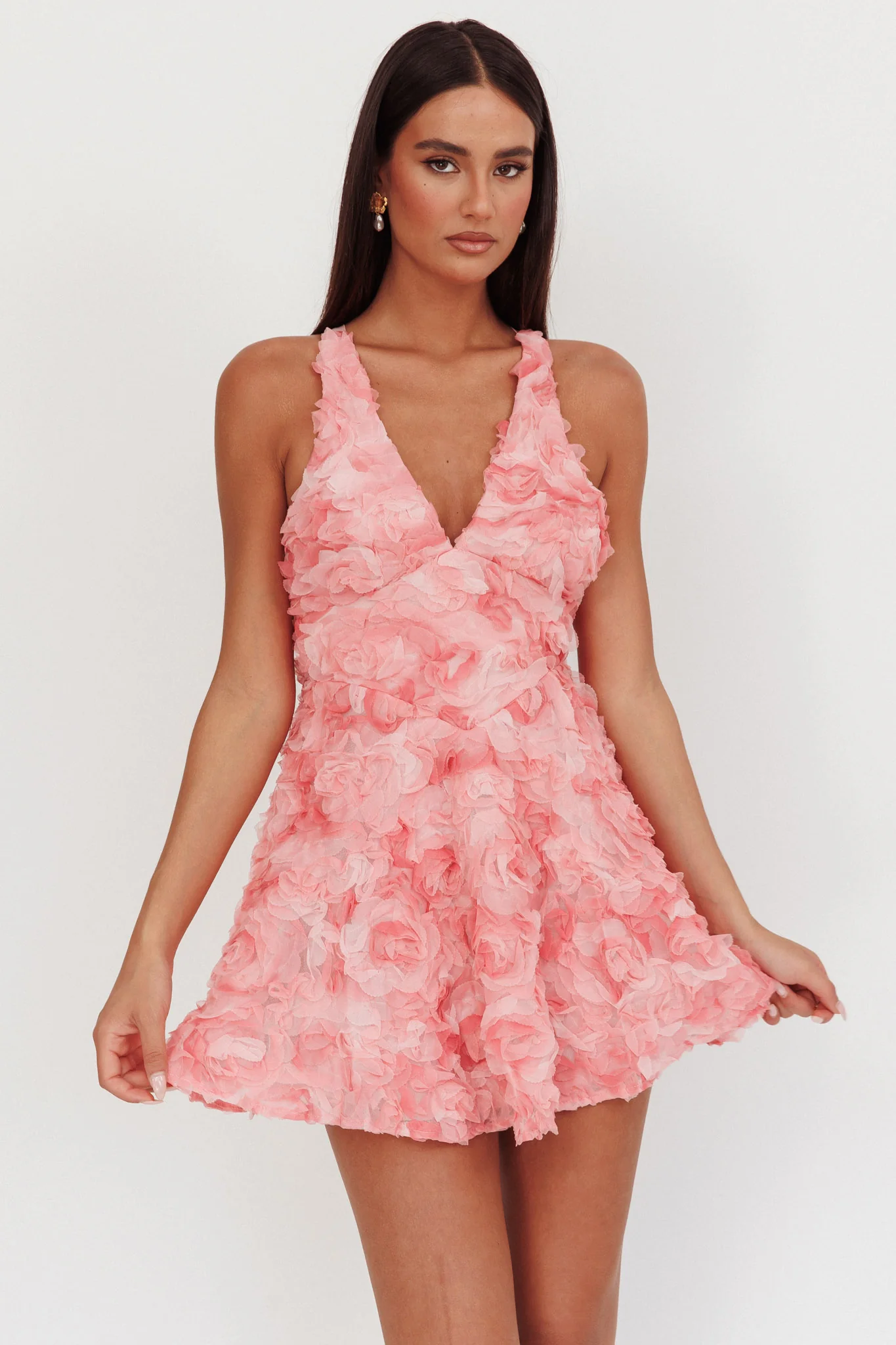 Lavalle Criss-Cross Embellished Mini Dress Pink - Sonourner