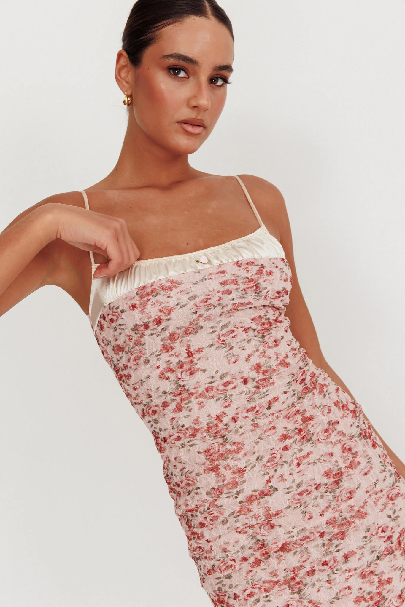 I'm Blushing Floral Lace Maxi Dress Rose - Sonourner