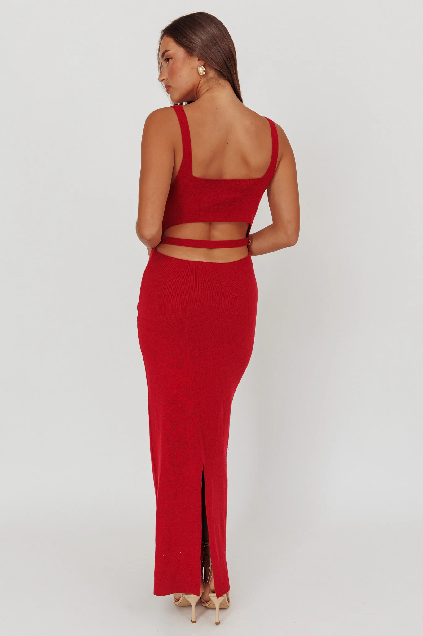 Fall Moon Cut-Out Back Maxi Dress Cherry - Sonourner