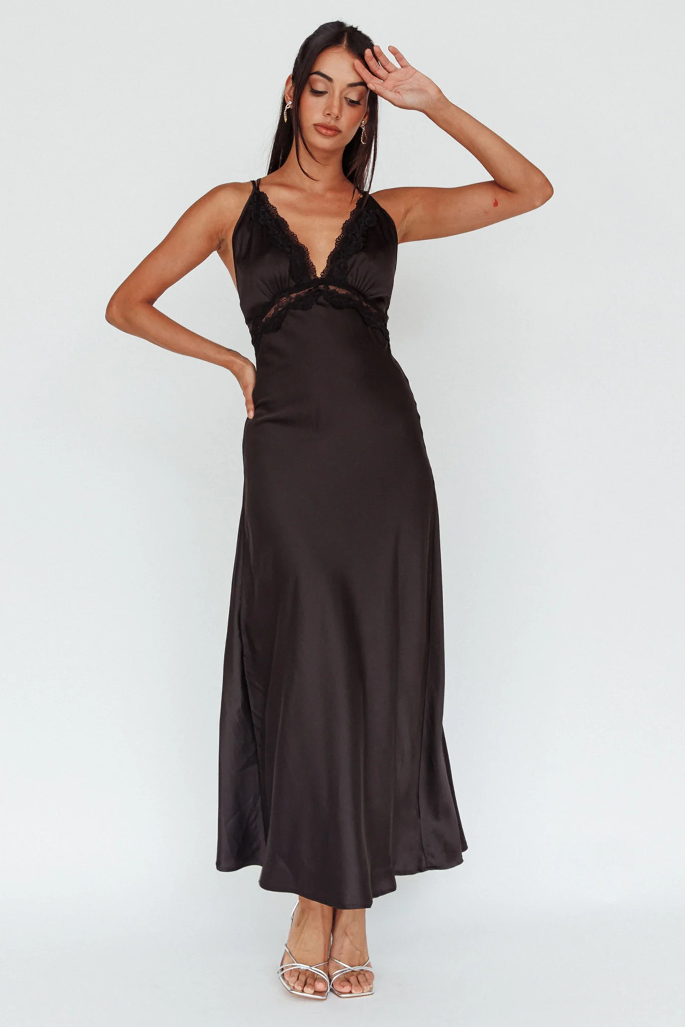 Signature Lace Trim Midi Dress Black - Sonourner