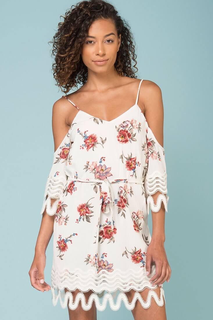 Jocelyn Cold Shoulder Dress White - Sonourner