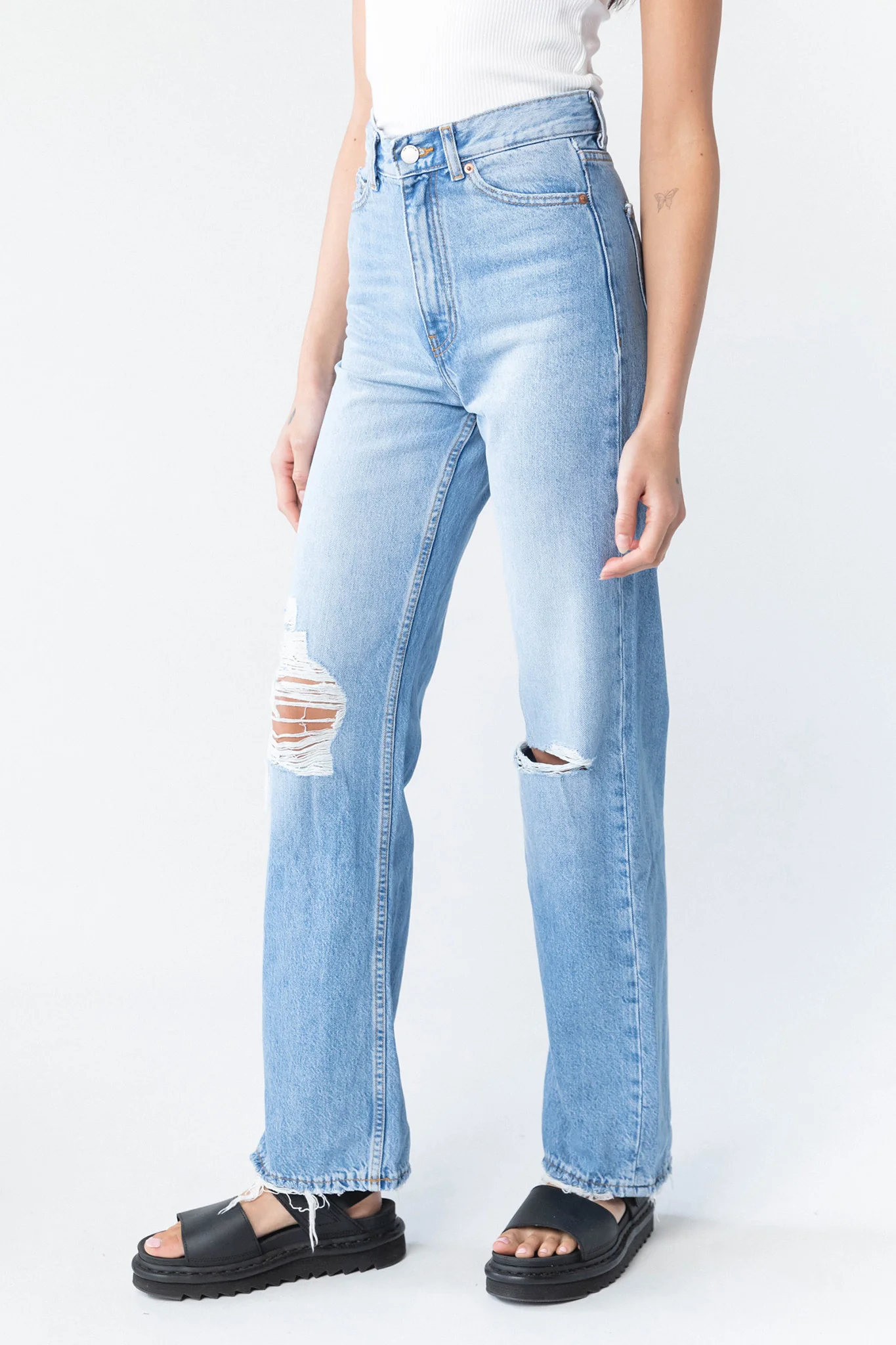 DR DENIM Echo Jeans Empress Sky Blue Rip - Sonourner