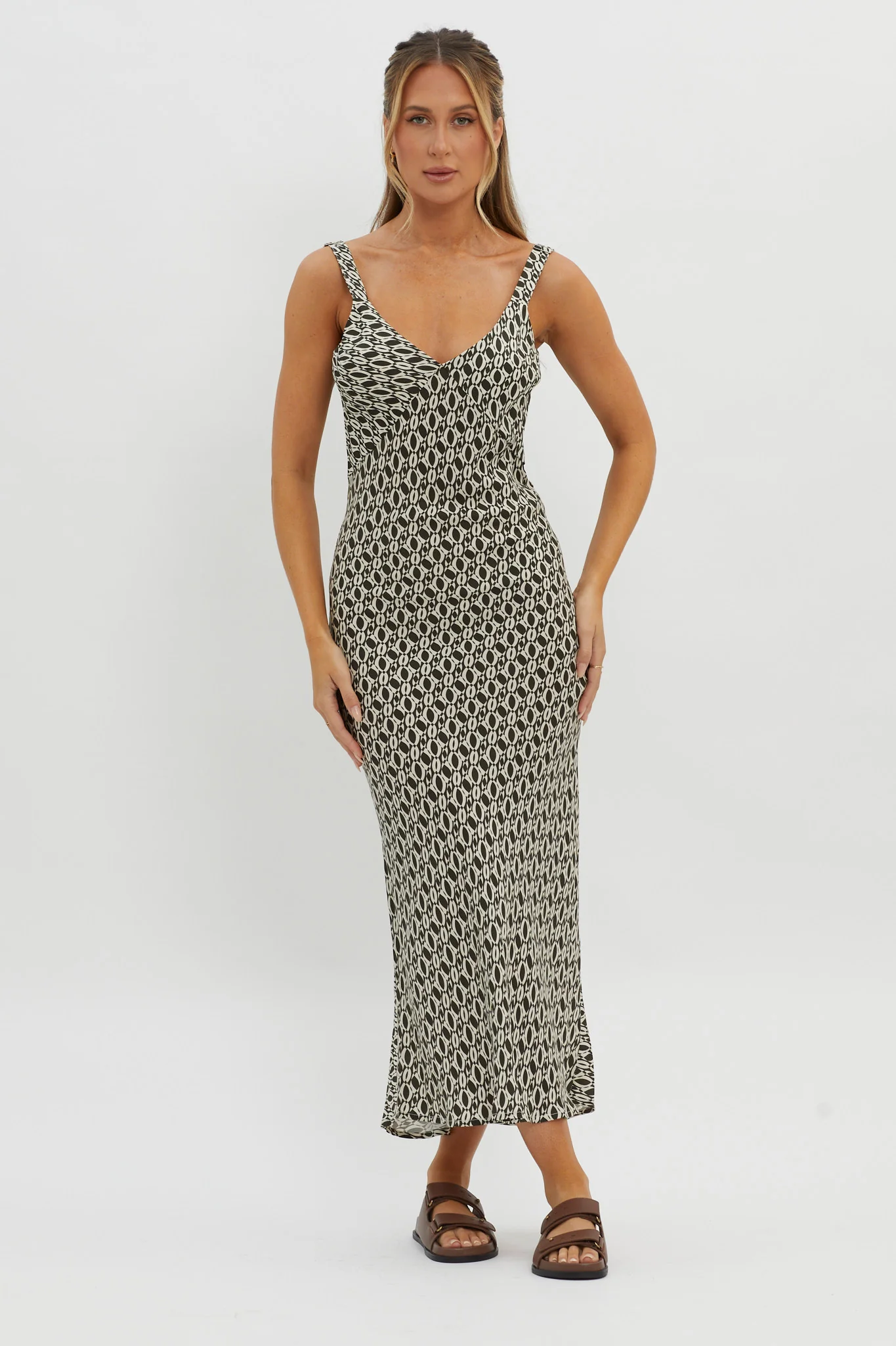 Avenue Thick Strap Midi Dress Print Solna - Sonourner