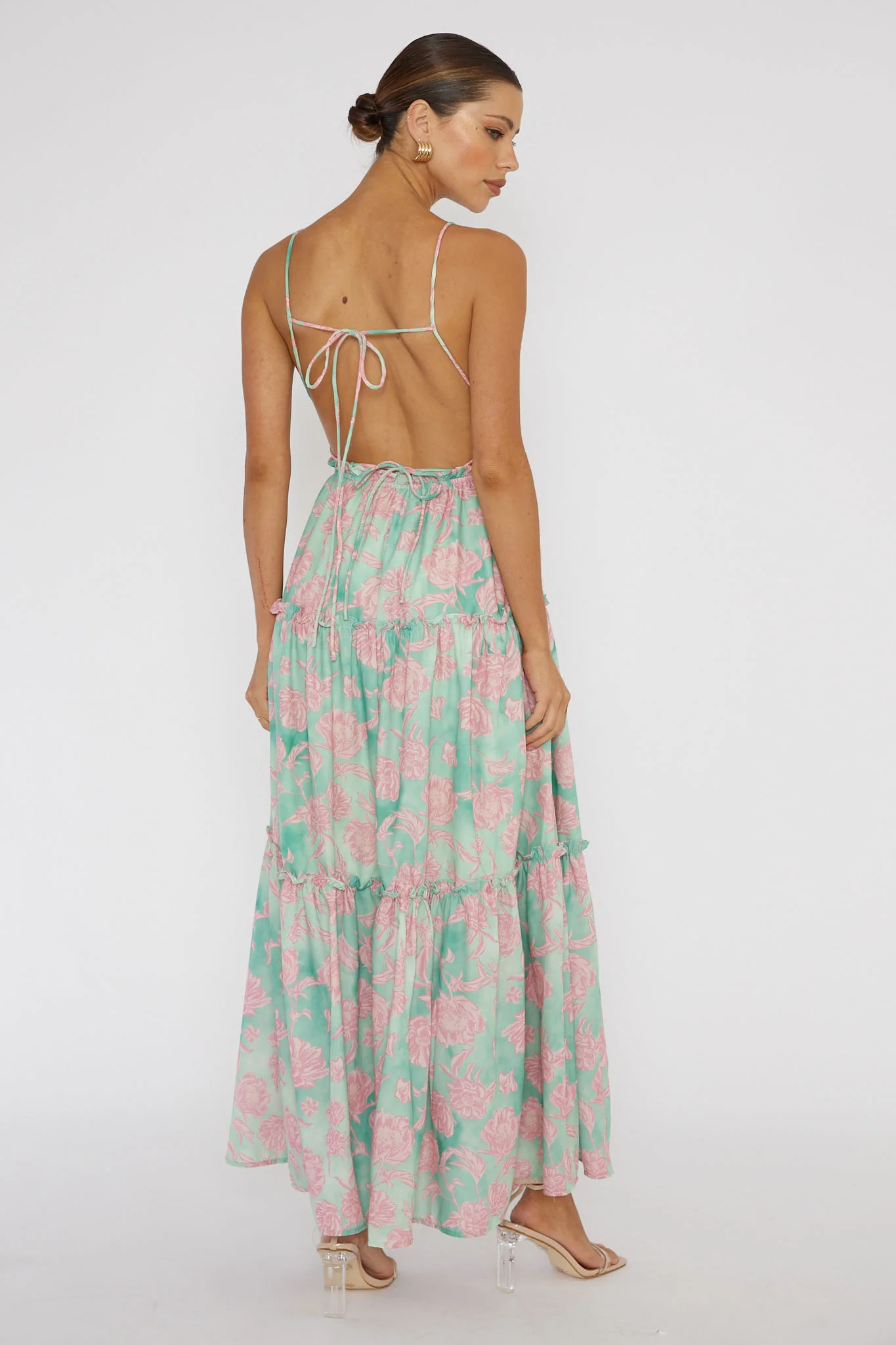 Candid Shot Open Back Midi Dress Floral Pink - Sonourner