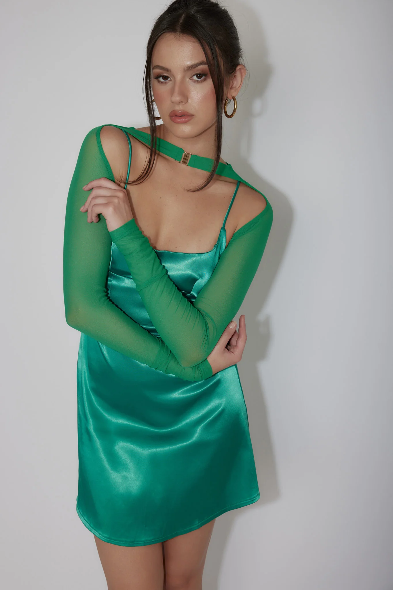 Moon Rising Faux Bolero Mini Dress Green - Sonourner