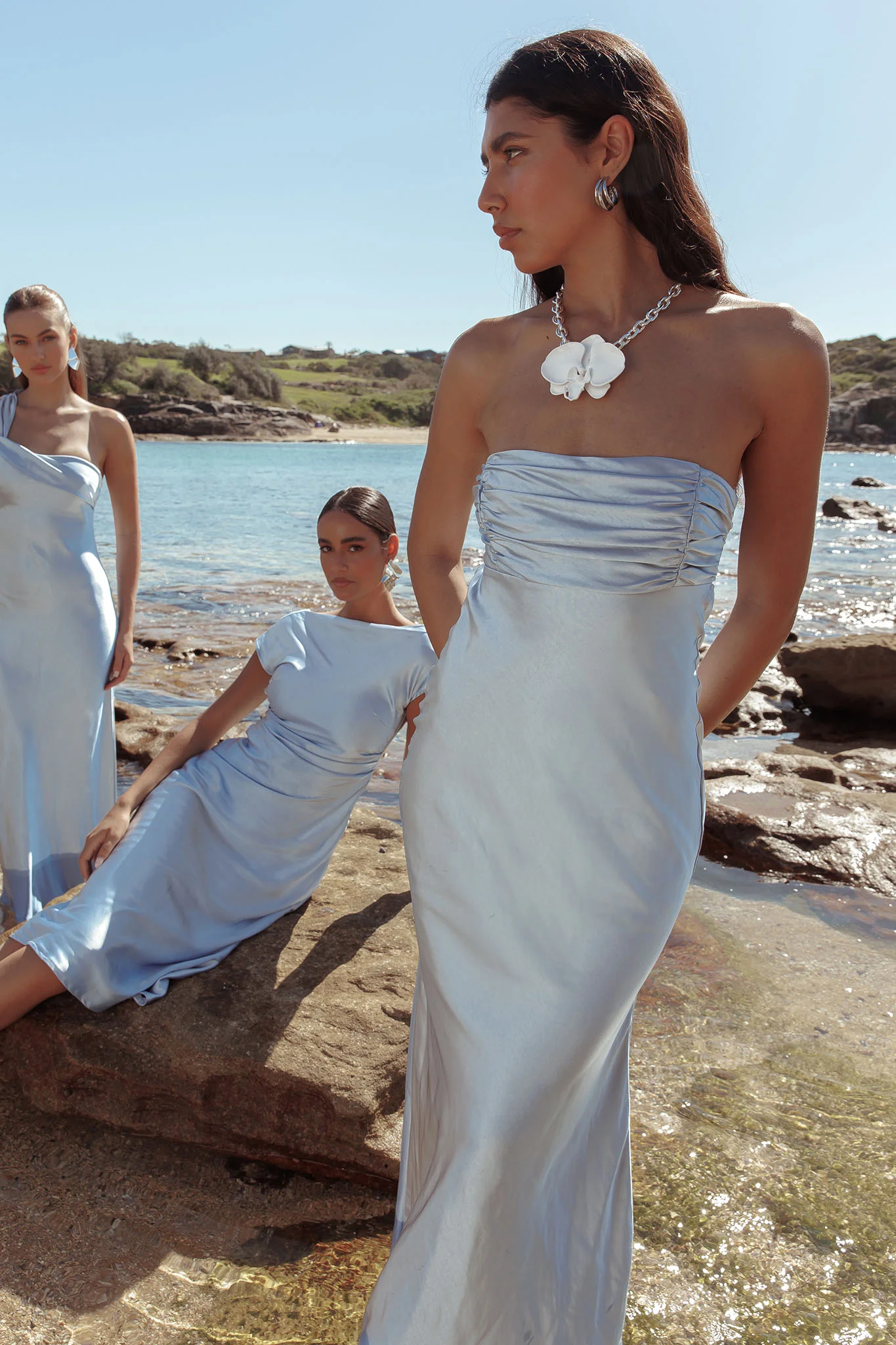 Moon Song Strapless Laced Back Dress Midnight Blue - Sonourner