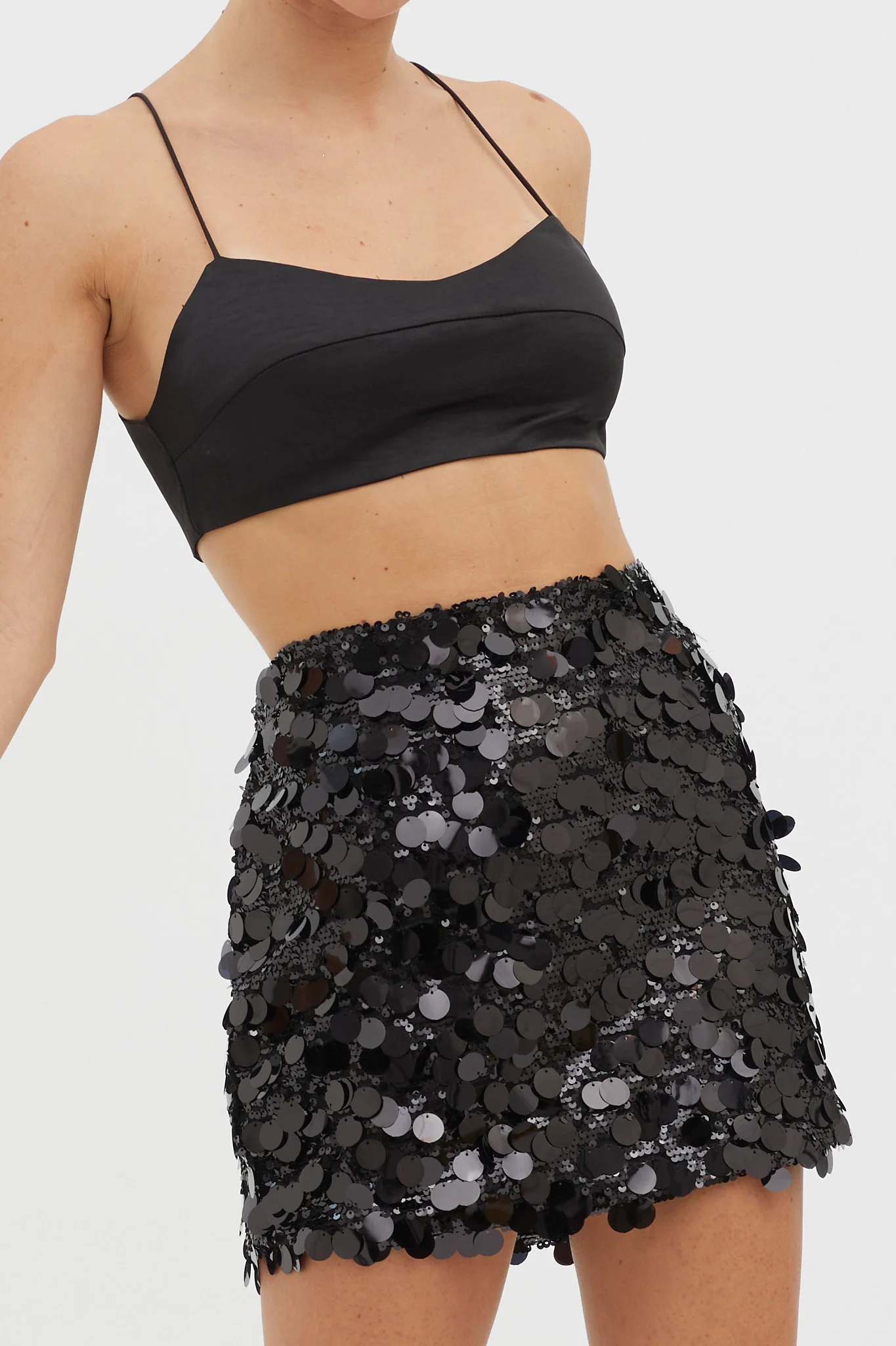 Gin Fizz Sequin Mini Skirt Black - Sonourner