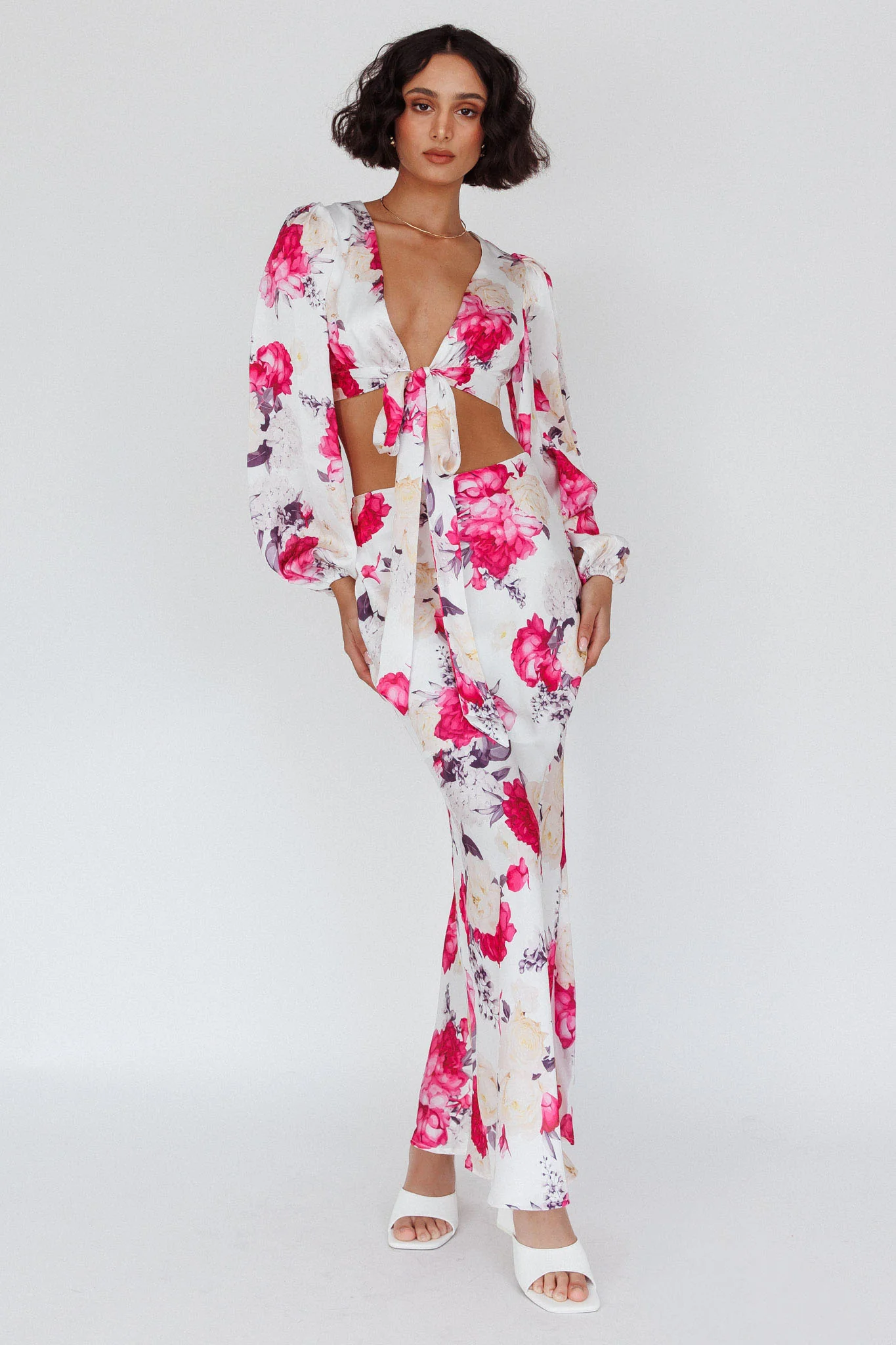 Meet Me In Fiji Maxi Skirt Floral Pink - Sonourner