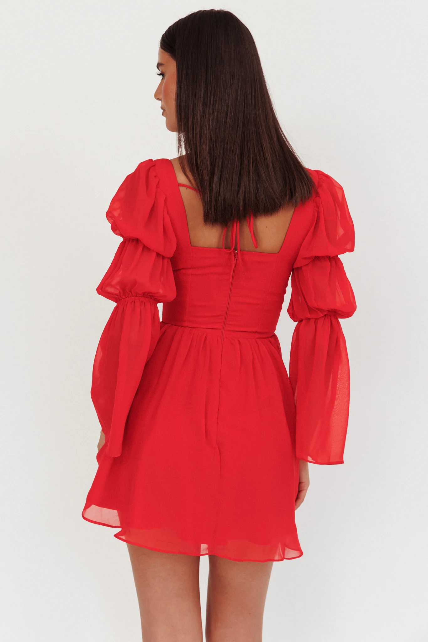 Miya Long Sleeve Mini Dress Red - Sonourner