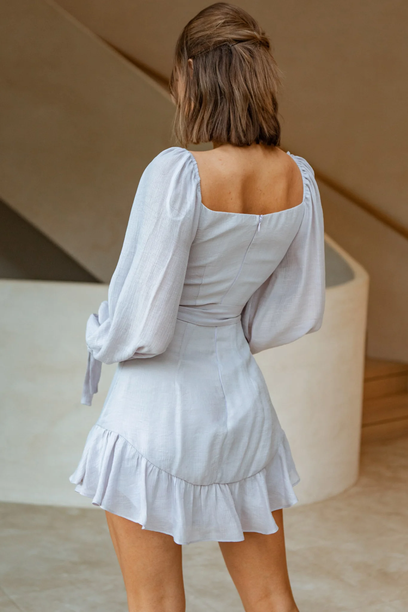 Make Memories Balloon Sleeve Molded Bust Dress Lilac - Sonourner