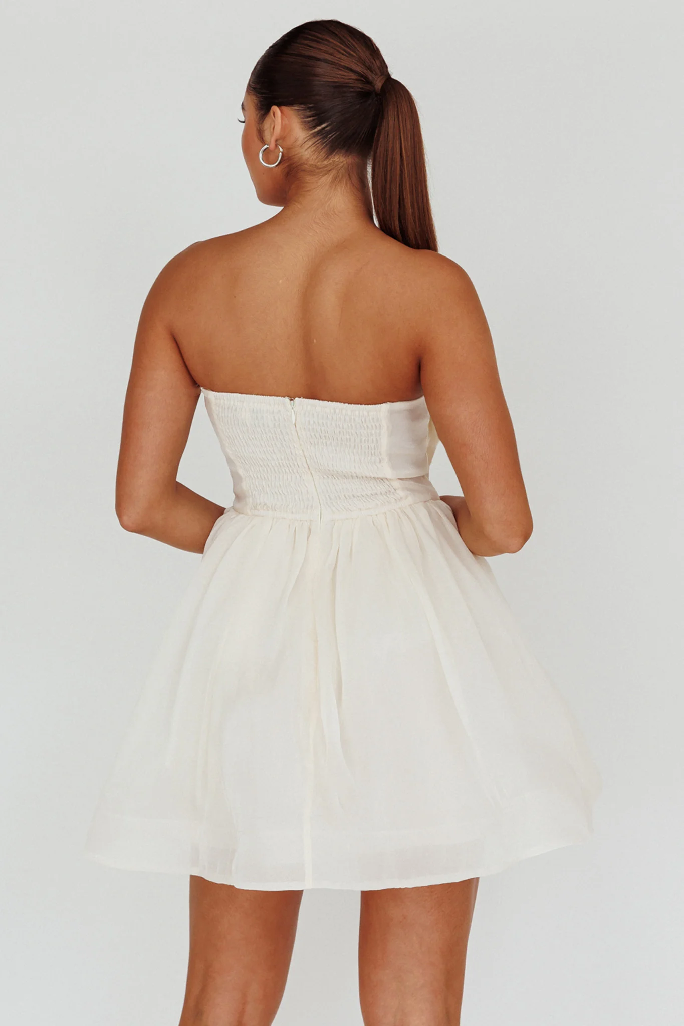 Arabesque Bow Bust Mini Dress Champagne - Sonourner