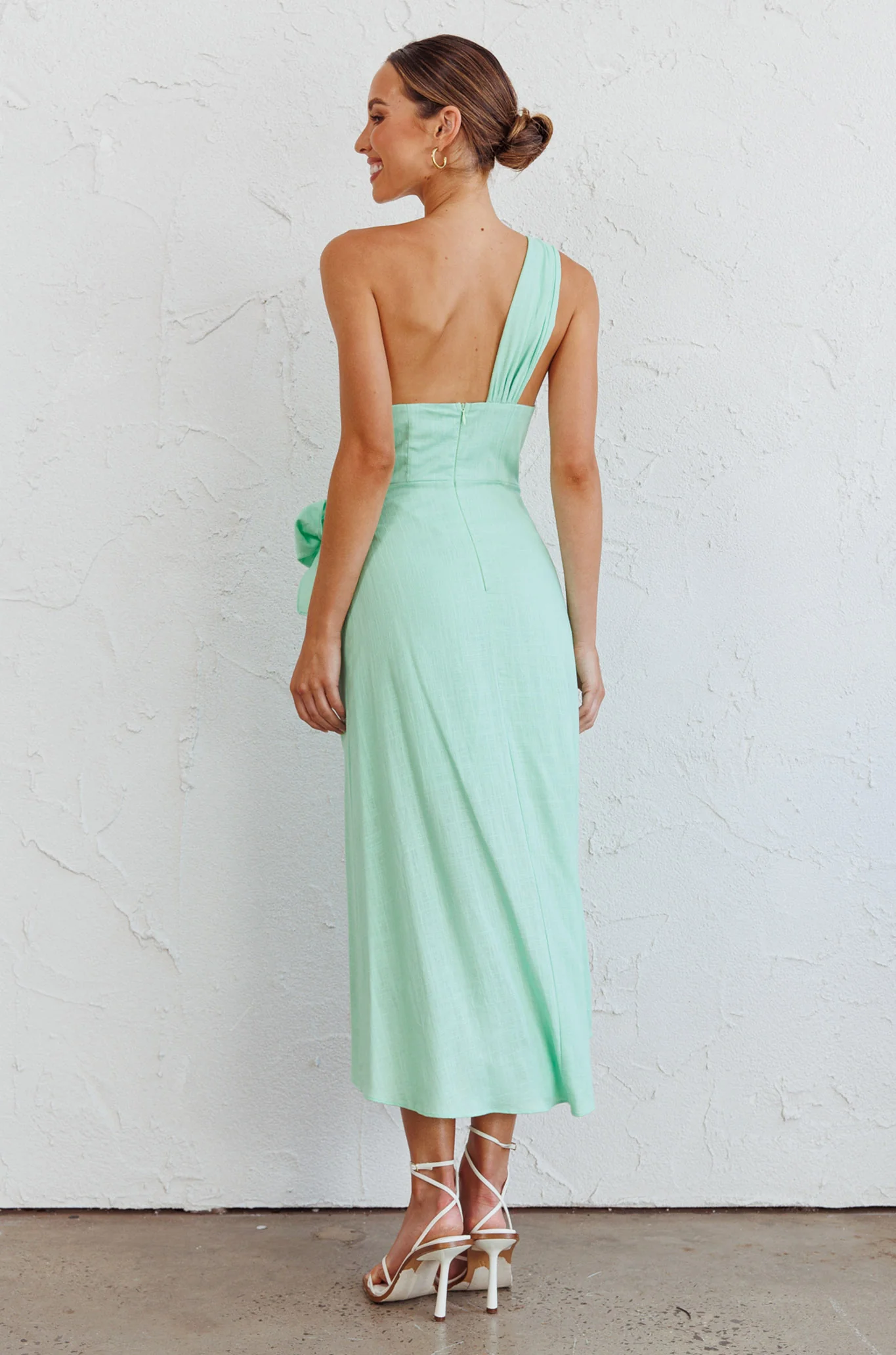 Island Time One-Shoulder Midi Dress Mint - Sonourner