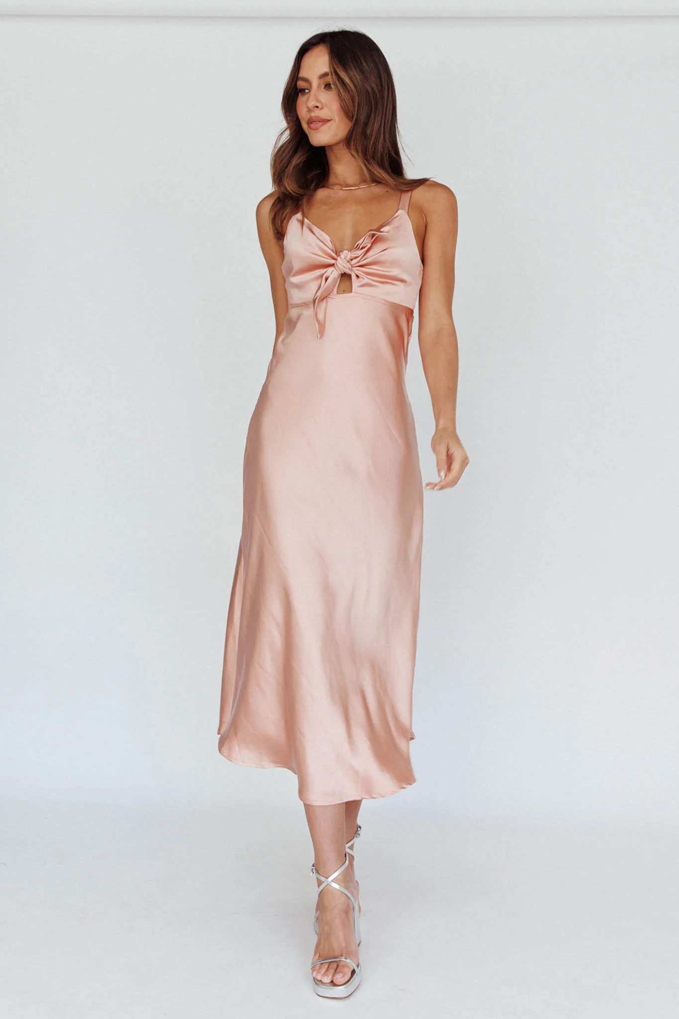 Perfect Day Satin Midi Dress Blush - Sonourner