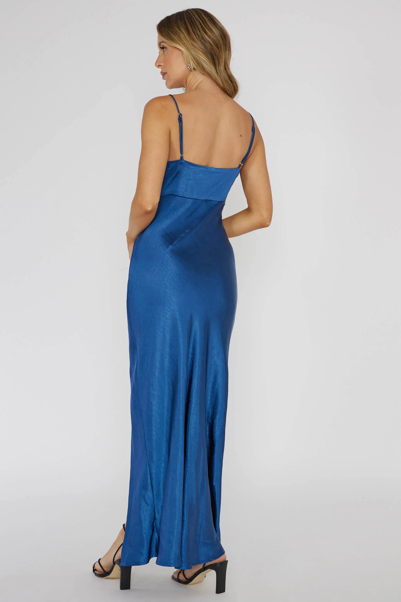 Marlie Side Pleat Maxi Dress Navy - Sonourner